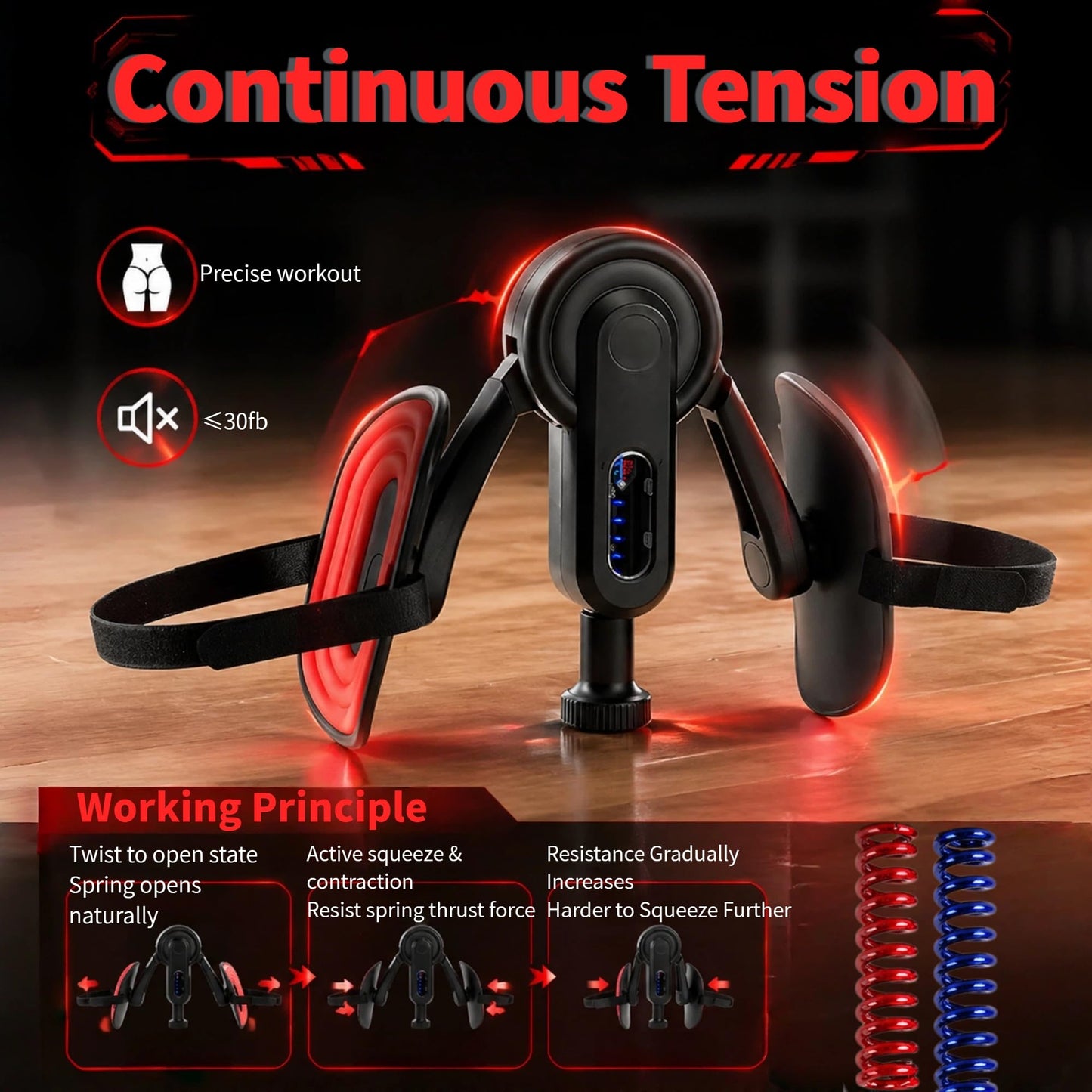 Inner Thigh Exerciser for Women with Non-Slip Straps, Thigh Trainer & Pelvic Floor Trainer, Thigh Master for Inner Thigh Workout, Kegel Exerciser Home Fitness Equipment