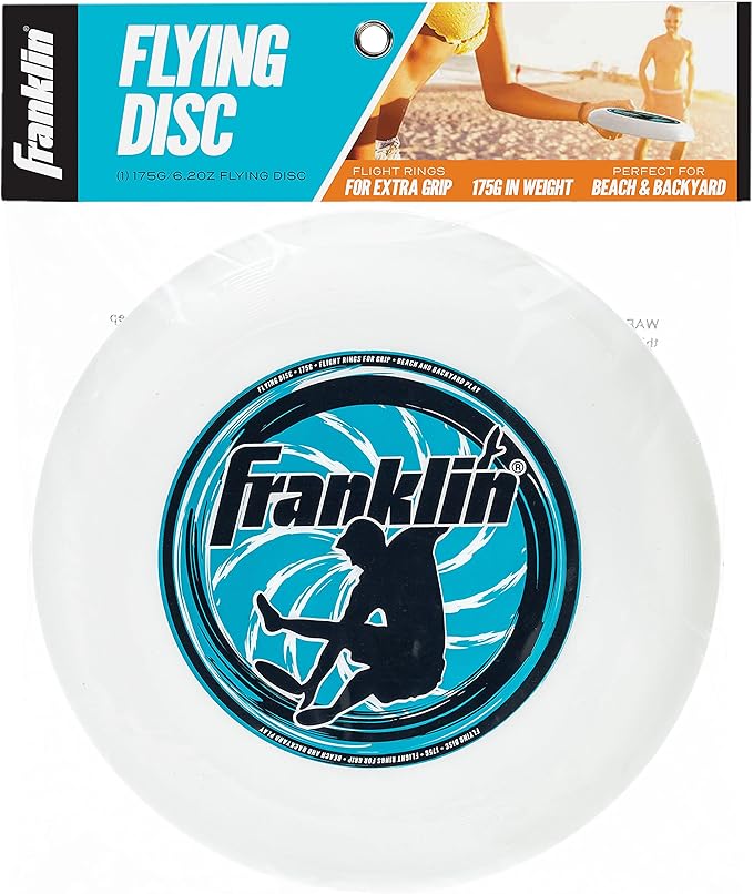 Franklin Sports Flying Disc - Disc for Beach, Backyard, Lawn, Park, Camping - 140 or 175 Grams - Perfect for Dogs - White