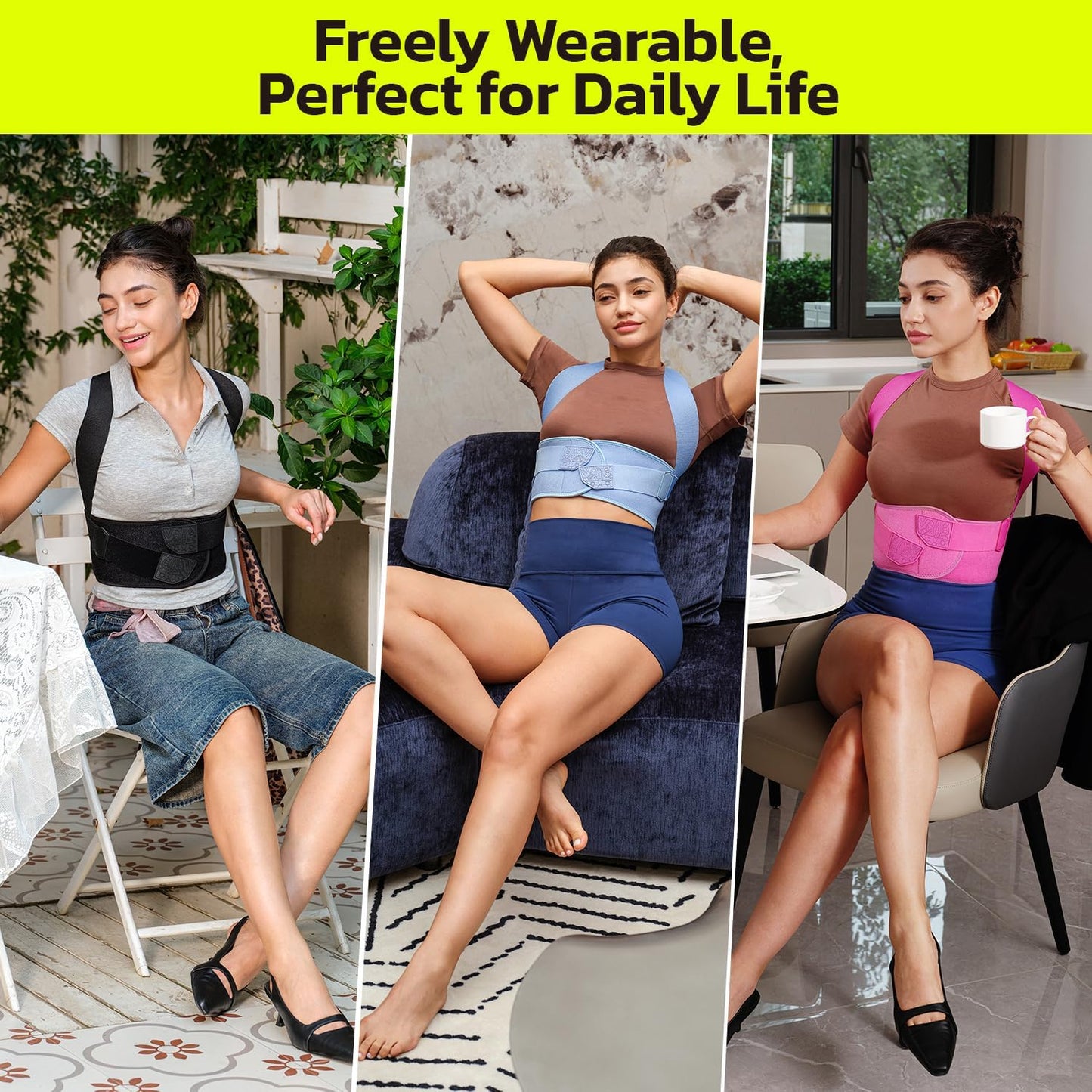 aoFIT Posture Corrector for Women, Lightweight and Breathable Back Brace for Pain Relief, Rounded Shoulders and Hunchback, Compact & Portable with Fashionable Design, Invisible Under Clothes Blue XL
