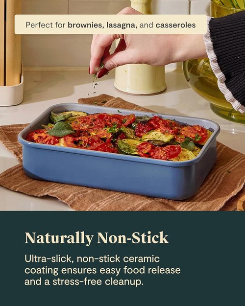 Caraway Nonstick Baking Pan - 9” x 6.5” Deep Ceramic Casserole Dish - Non-Toxic, Aluminized Steel - Navy