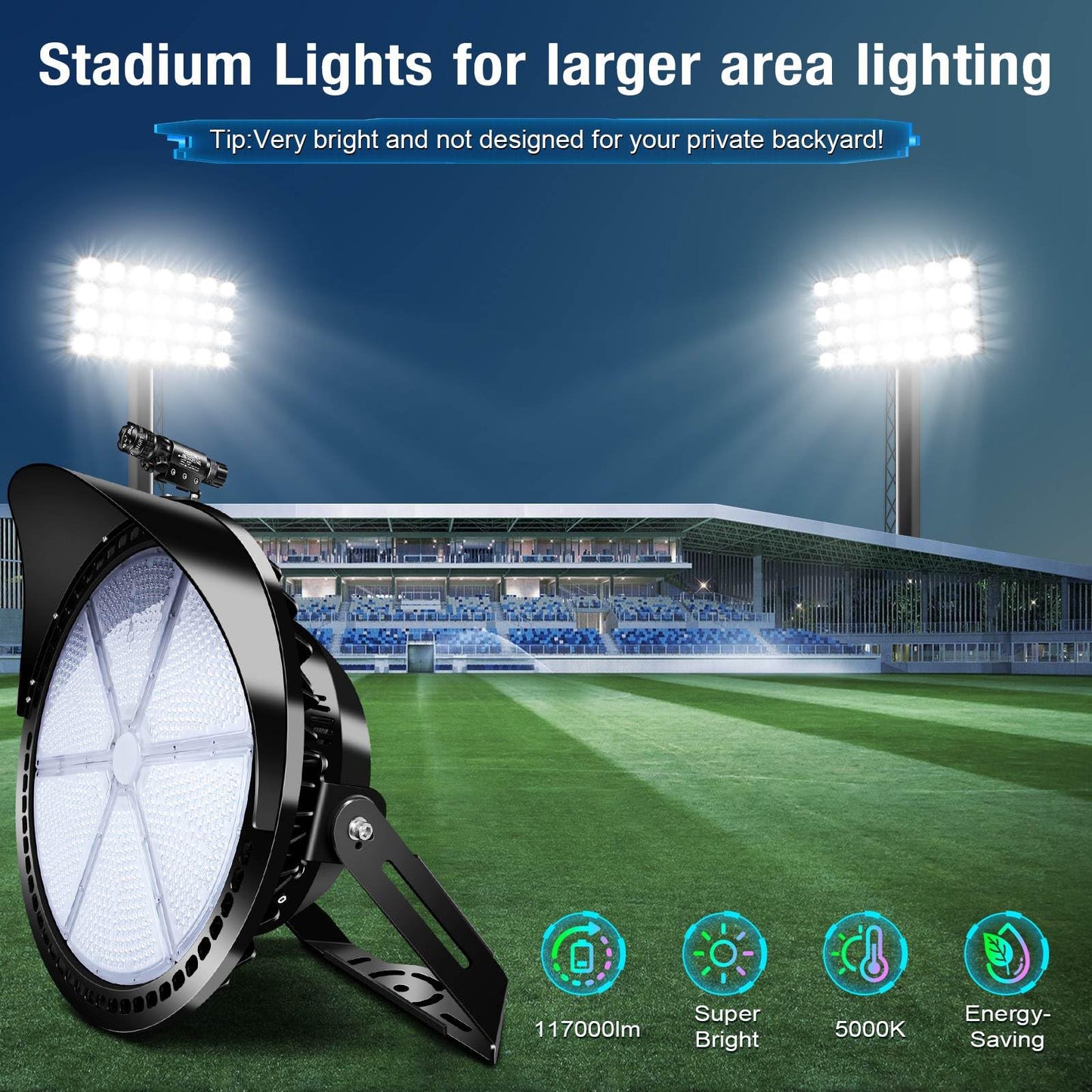 Tomourd 600W Dimmable LED Stadium Lights Outdoor, IP66 Waterproof 10KV Surge Protection Commercial Arena Flood Light, Daylight White High Mast Floodlight for Sport Court, Parking Lot Lighting