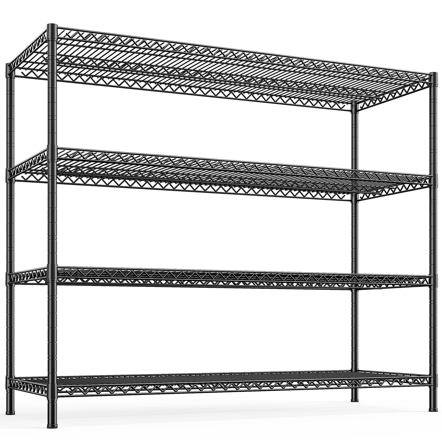 REIBII 55.5" W Storage Shelves 2560LBS Metal Shelving 4 Tier Wire Shelving Unit Garage Shelving Heavy Duty Metal Shelves for Storage Rack Commercial Adjustable Pantry Shelf, 55.5" W X 18''D X 55.5" H