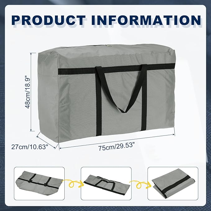 Extra Large Duffle Bag, 30 x 19 x 11 in Travel Big Duffle Bag with Zipper Handle Storage Foldable Waterproof Lightweight Bag for Women Men Travel Moving Camping (Gray)