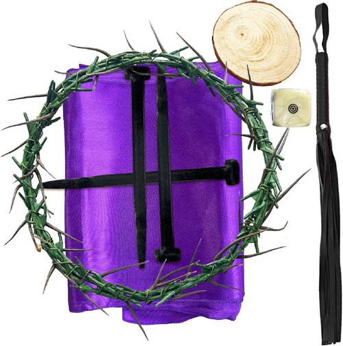 Crown of Thorns Set - 8 Religious Props for Good Friday Decor | Includes Thorn Crown, Nails & Whip