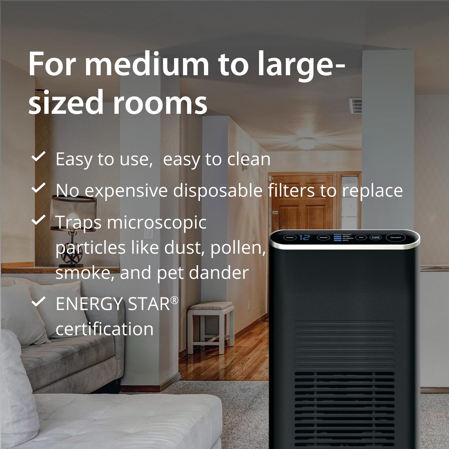 Ionic Pro Platinum (TA750) Air Purifier Tower, Never Replace Filters, Quiet Negative Ion Technology, Cleans Rooms Up to 800 sq ft