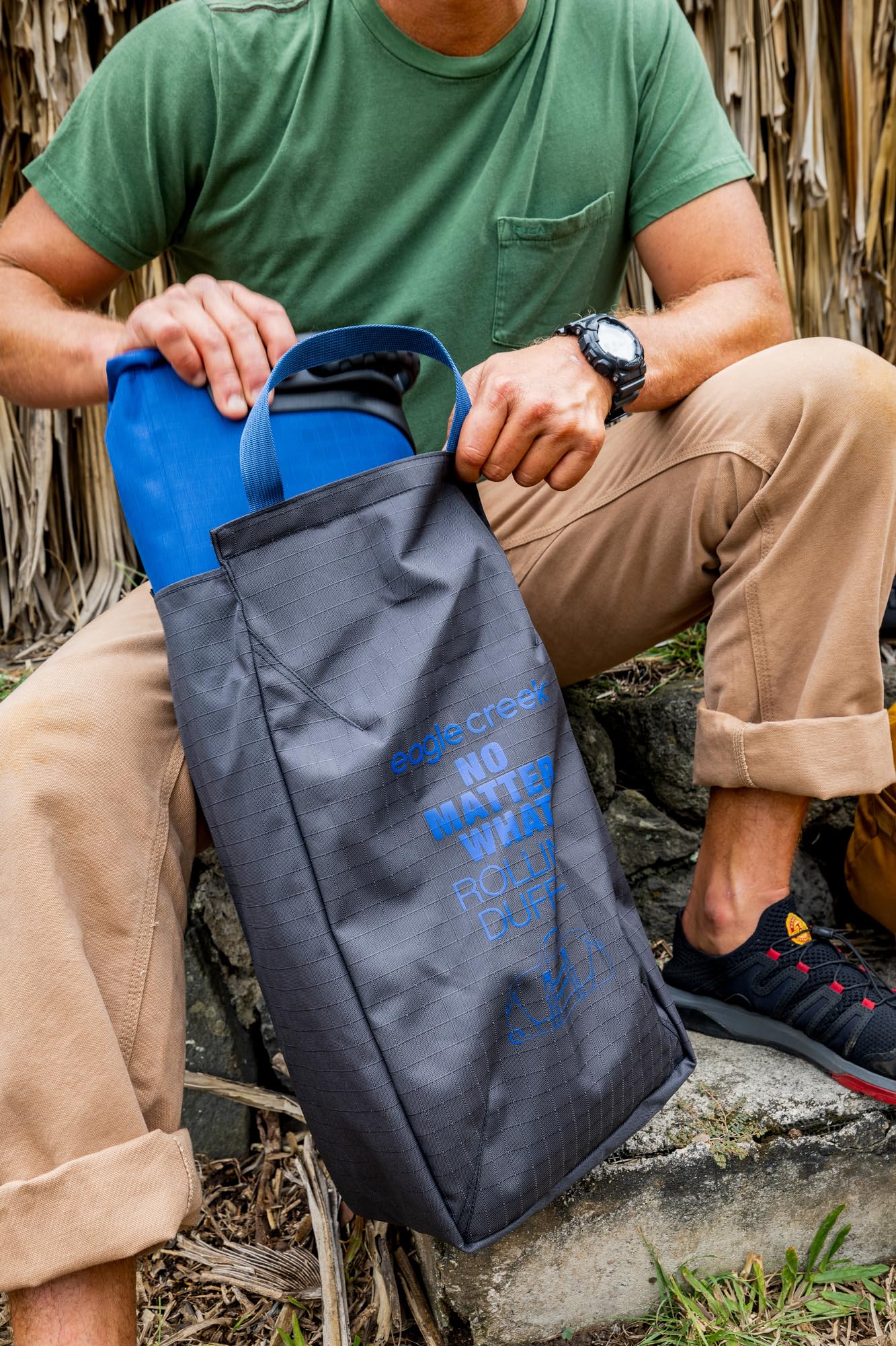 Eagle Creek No Matter What Rolling Duffel - Durable Rolling Bag for Travel - Adjustable Shoulder Strap - Heavy Duty Wheels - Lockable Zippers - Multiple Carry Options - 130L - Atlantic Blue