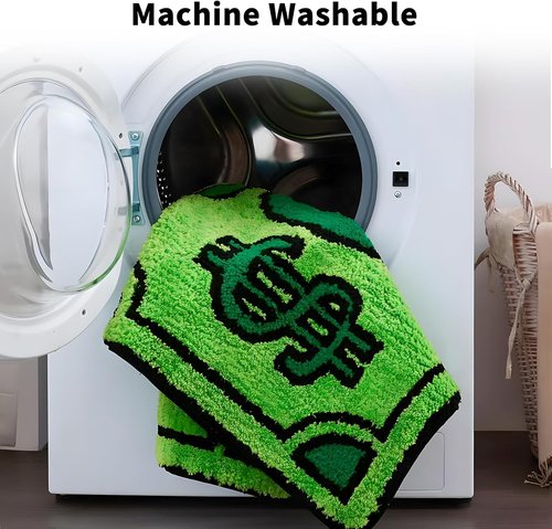 Cute Money Rug - Non-Slip, Machine Washable Cartoon Design | Ideal for Bedroom, Bathroom & Playroom (35.5" x 23.6")