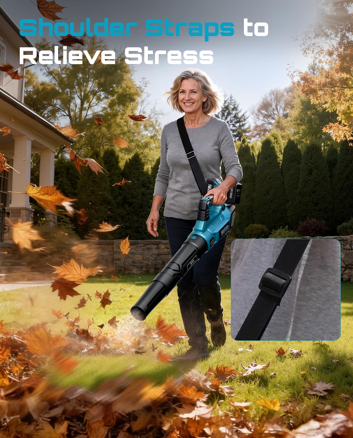 SEESII 40V Leaf Blower Cordless, 650CFM Brushless Motor Battery Powered Leaf Blower with 2 x 5.2Ah Batteries & 2 Chargers, Turbo Mode & 3 Speeds Control Electric Blower for Lawn Care/Light Snow/Debris