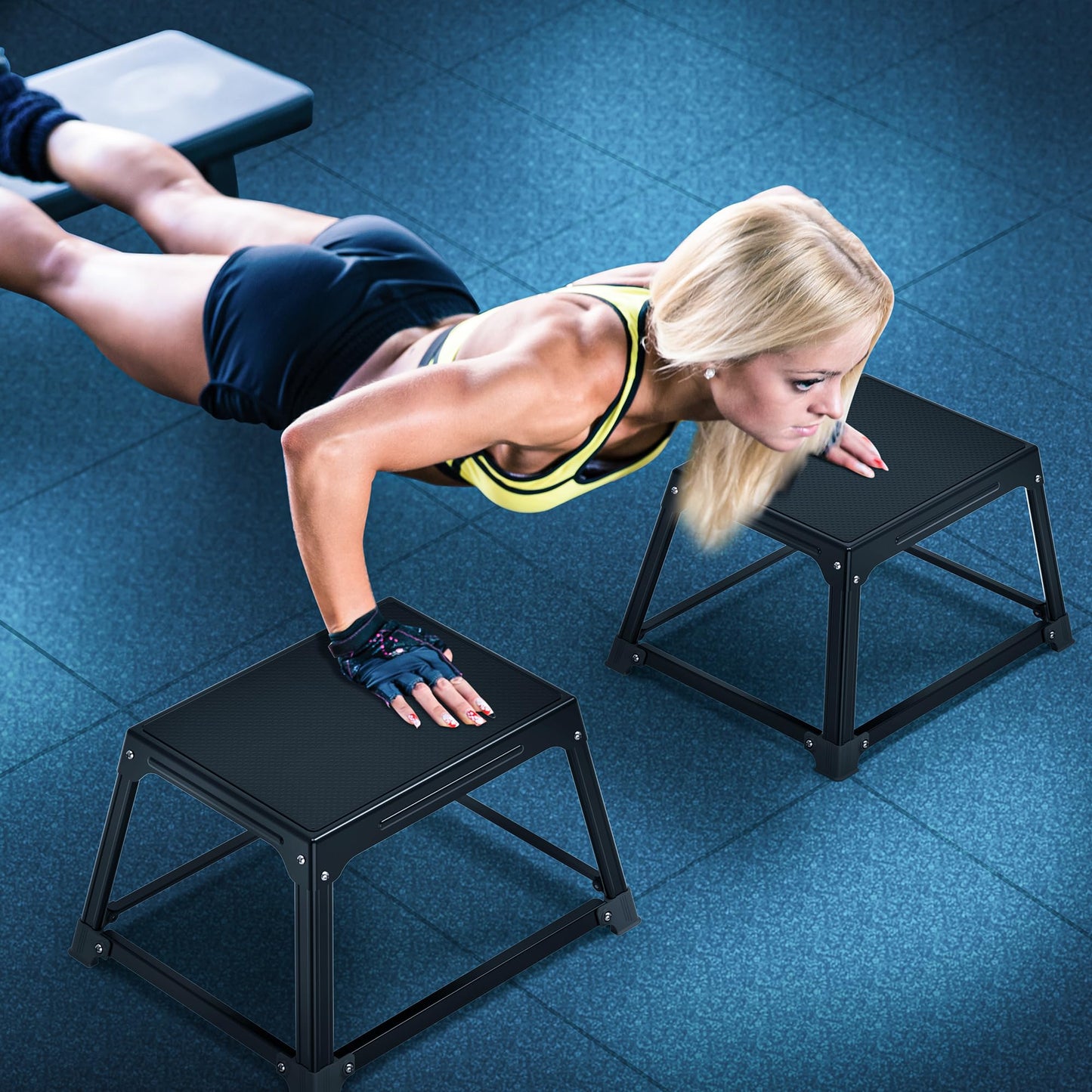 Metal Plyometric Jumping Box 12 Inch with 17 * 13 Inch Surface Steel Plyo Box Home Gym Jump Trainer for Fitness Exercise Agility Stamina Conditioning Strength Training