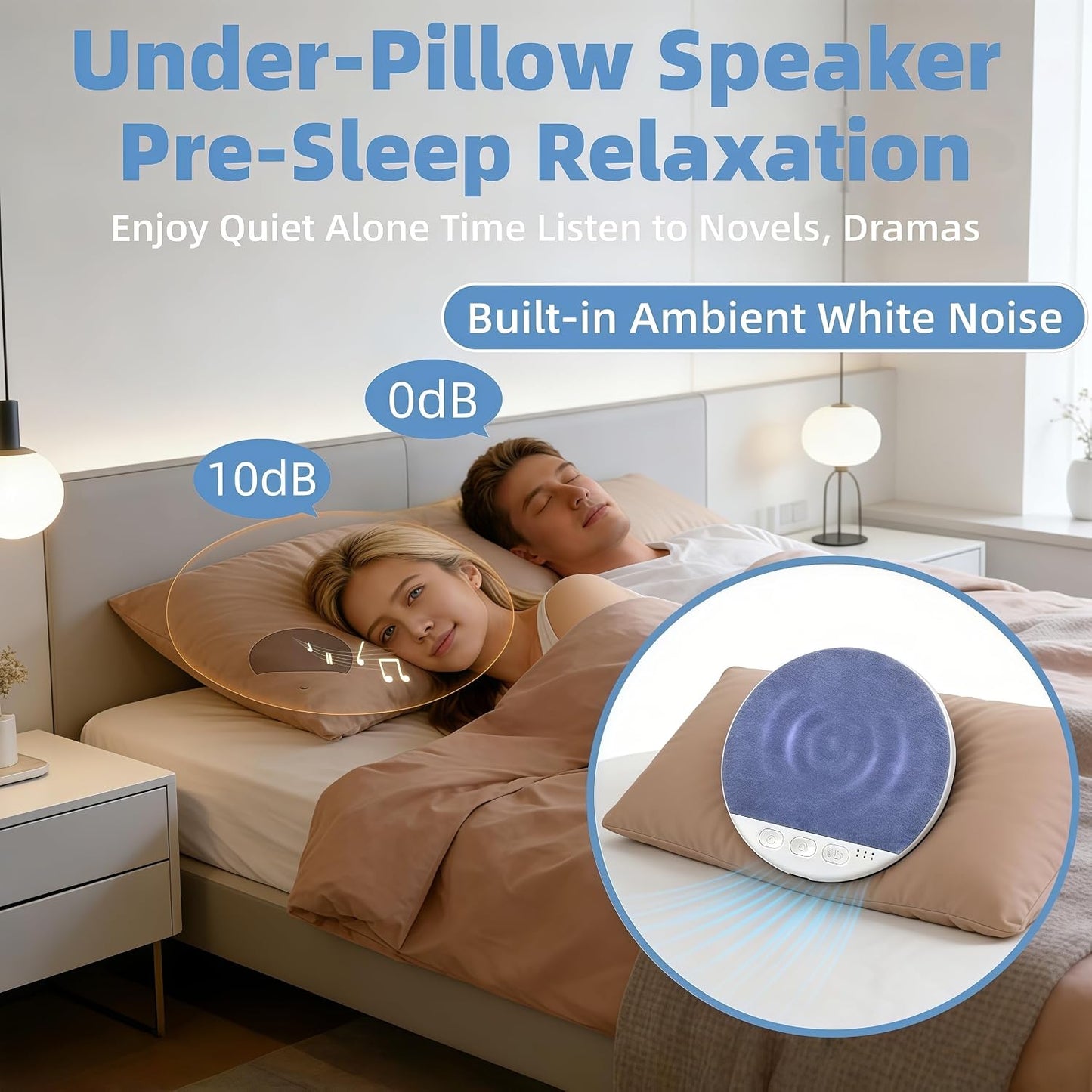 Generic 2026 Pillow Speakers for Sleeping, New Sleep Pillow Speaker, Bluetooth Pillow Speaker with White Noise Timer