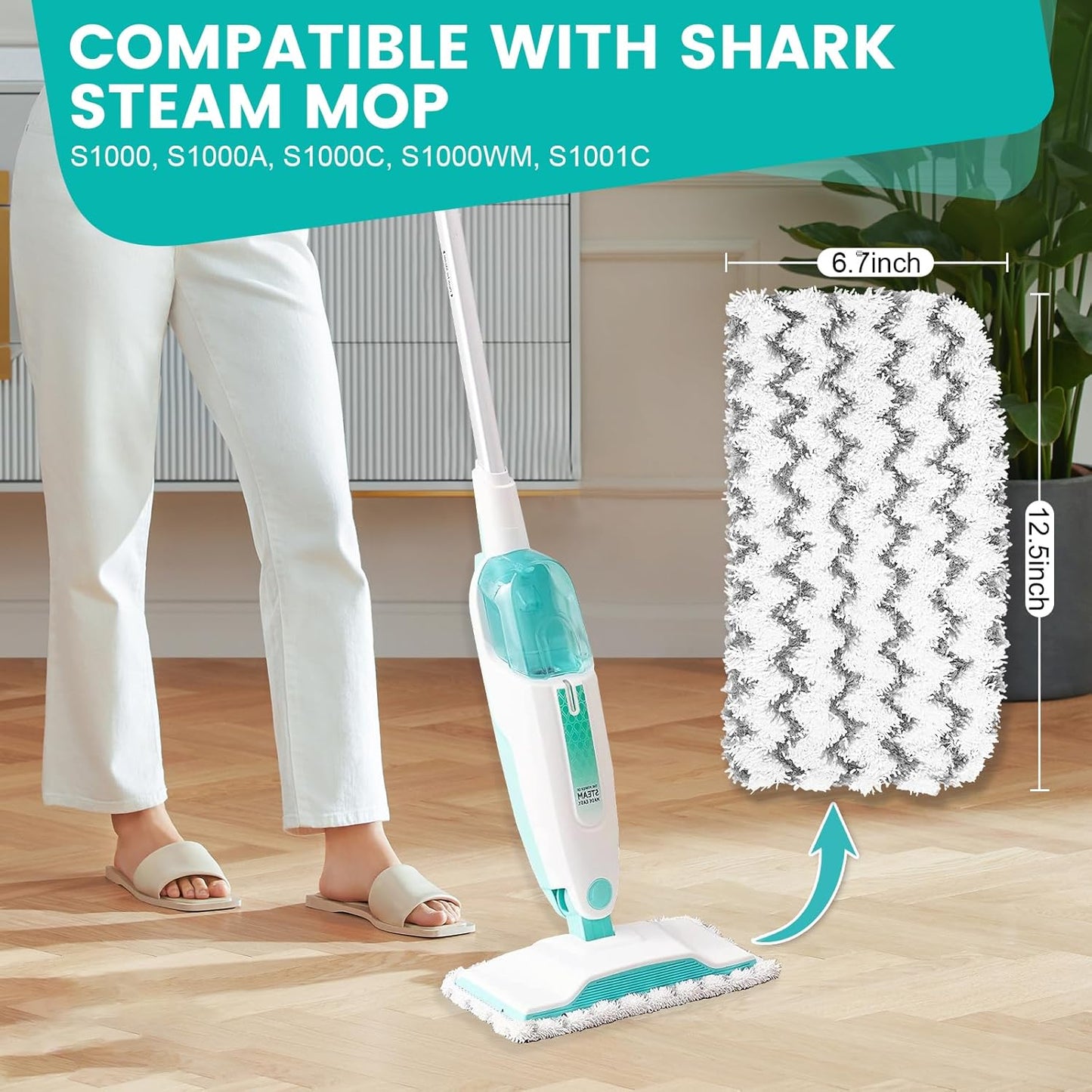 Shark 6-Pack Steam Mop Replacement Pads - Washable Microfiber Cleaner Pads for S1000 Series