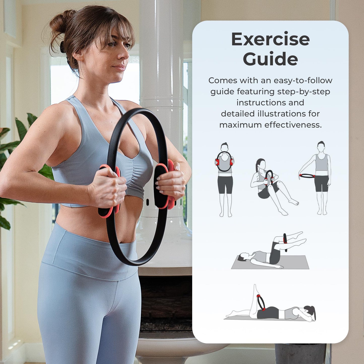 Sunny Health & Fitness 15” Pilates Ring, Fitness Circle for Toning, Strength Training, Core Exercises, Lightweight & Portable, Non-Slip Foam Grip, Home Gym & Yoga Equipment - NO. 106