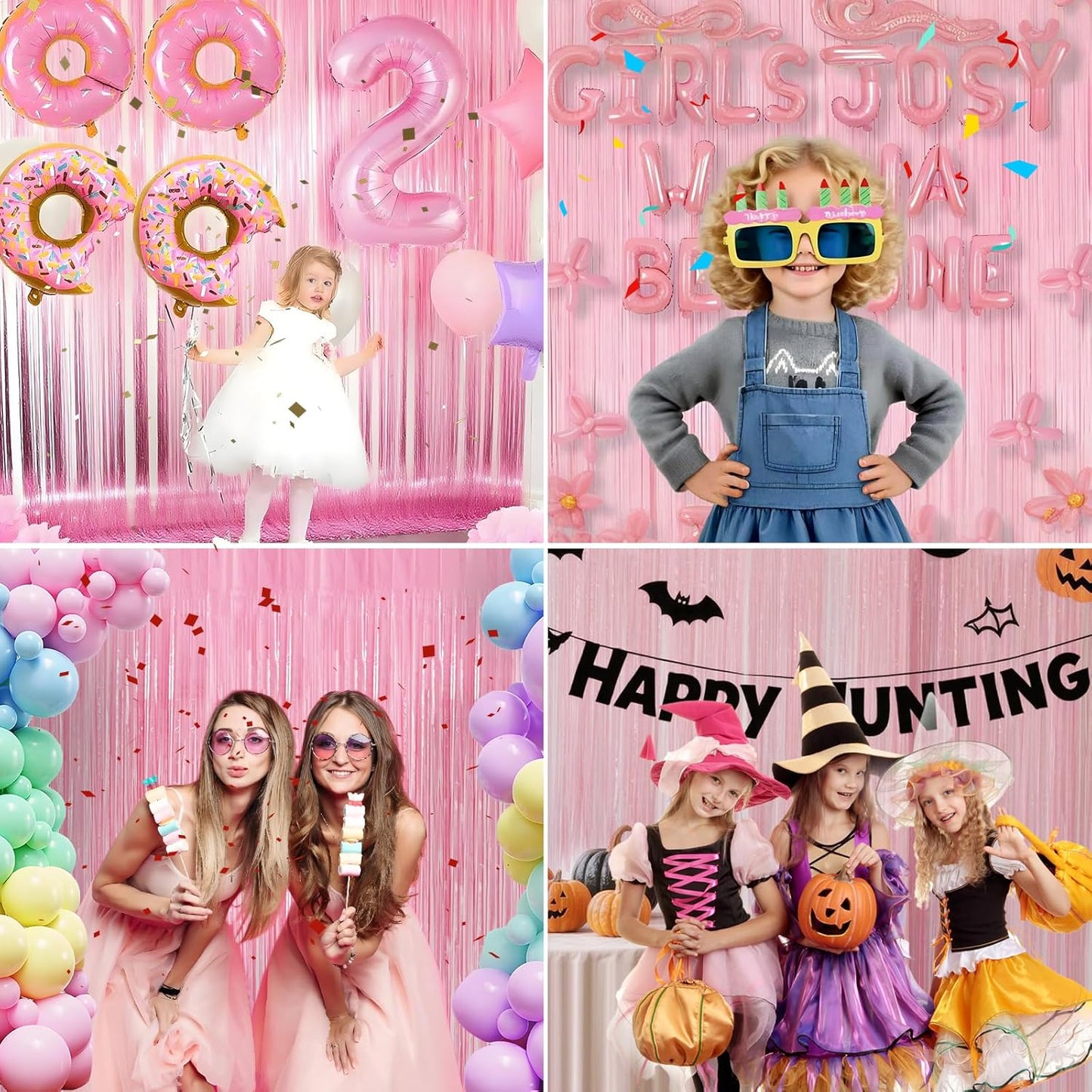 Pastel Pink Foil Fringe Curtain Backdrop - 3.3x8.2ft Party Decorations | Perfect for Birthdays & Celebrations