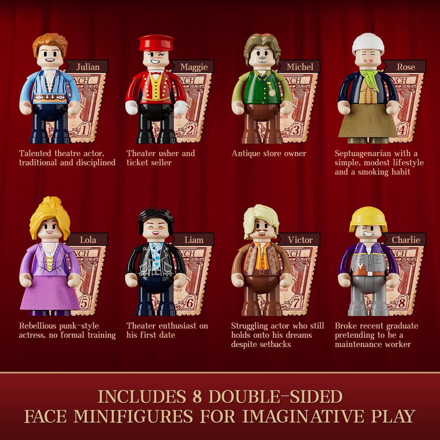 FUNWHOLE Balcony-Theatre Lighting Building-Bricks Set - City Town Creator House with LED Light Multi-Form Modular Collectible Display Kit 2445 Pcs for Adults and Movie Lovers