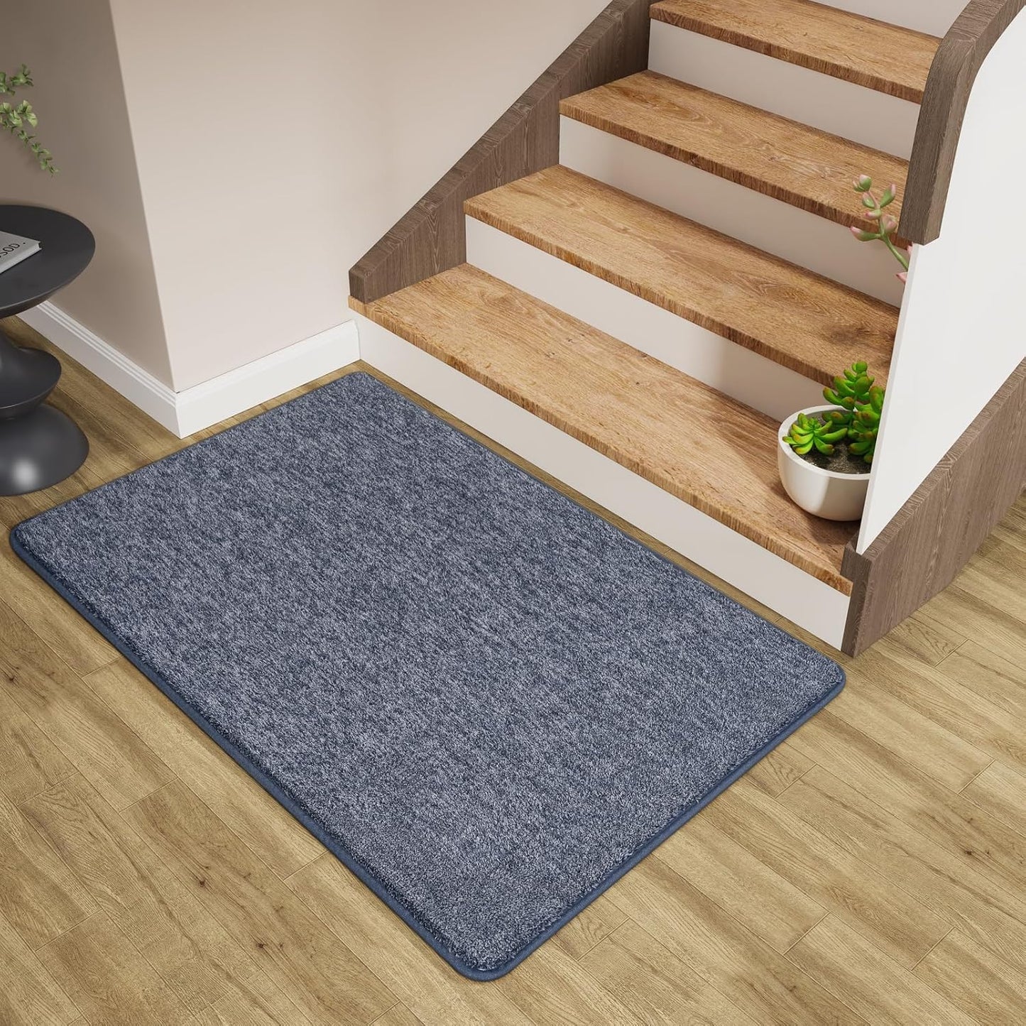 Amearea Modern Soft Area Rug - Chic Washable 2x3 Small Throw Rug for Bedroom & Hallway | Non-Slip Fluffy Carpet in Blue and White