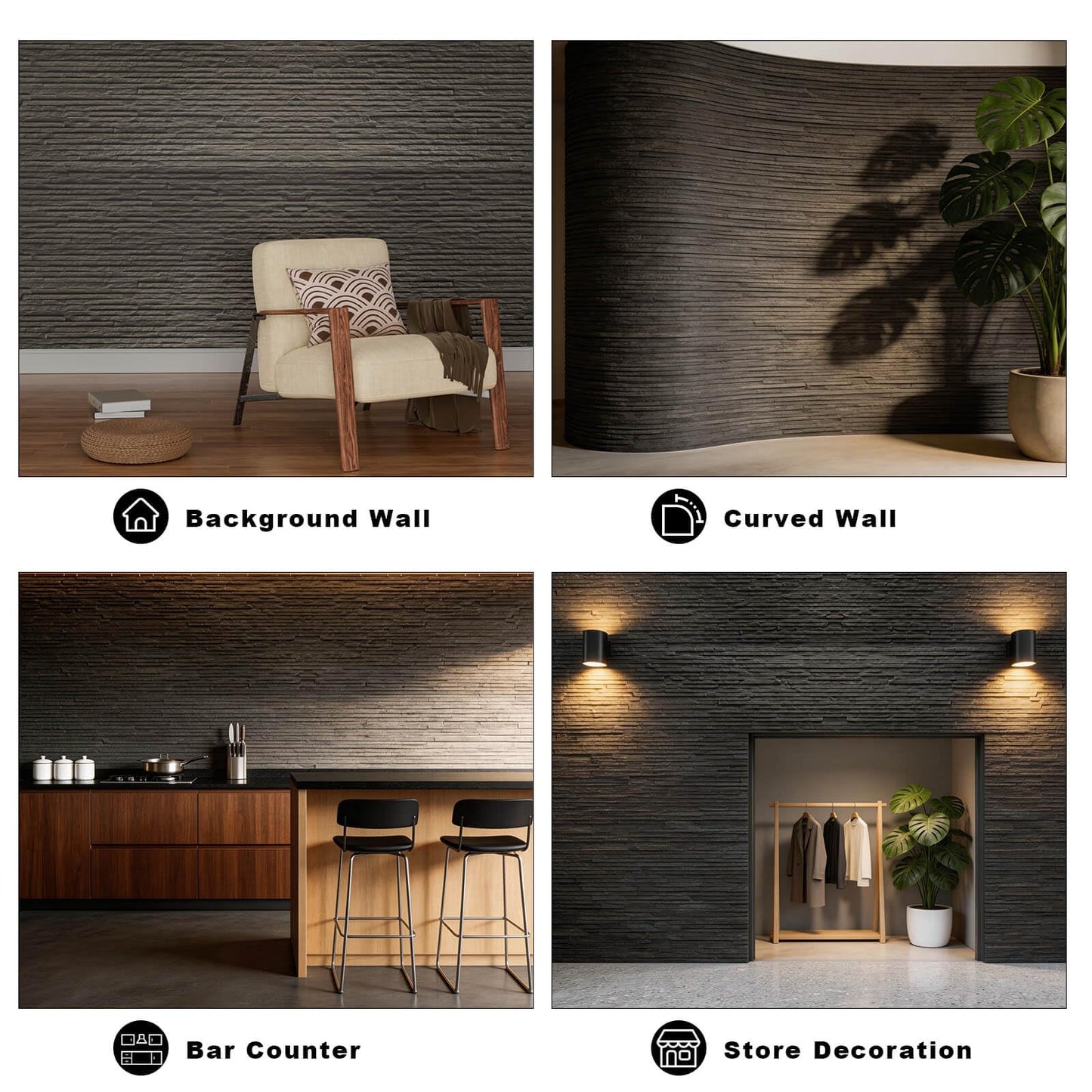 3D Wall Panels - 4PCS 47.2"x23.6" Faux Stone Peel and Stick Wall Covering - MCM Modified Clay Material for Home Art, Accent Brick, Modern Exterior/Interior Decoration, Covering 31 sq.ft