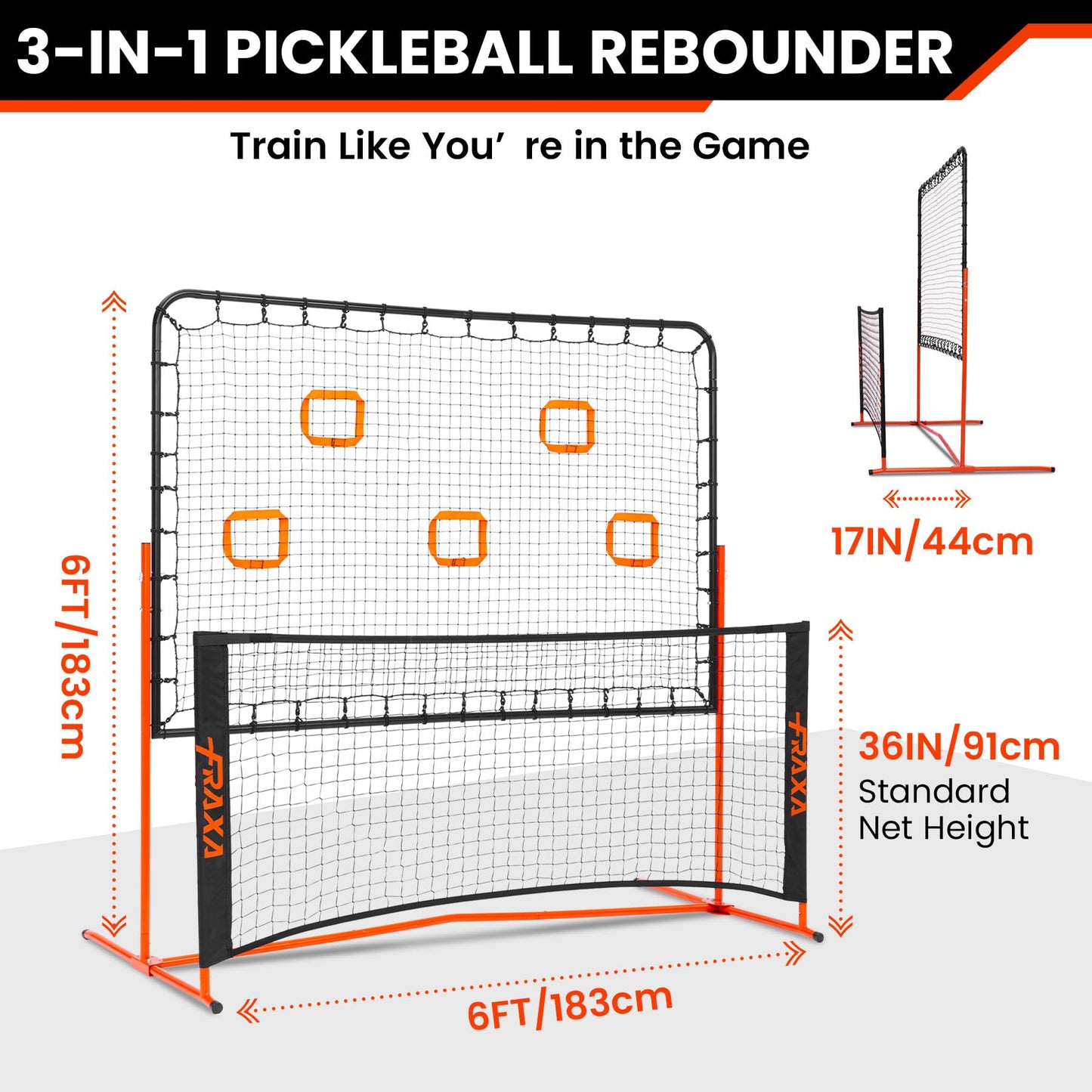 Fraxa Pickleball Rebounder Training Equipment - Pickleball Net for Solo Practice Drives Dinks Volley Accuracy - Portable for Outdoor Driveway Backyard Indoor Garage