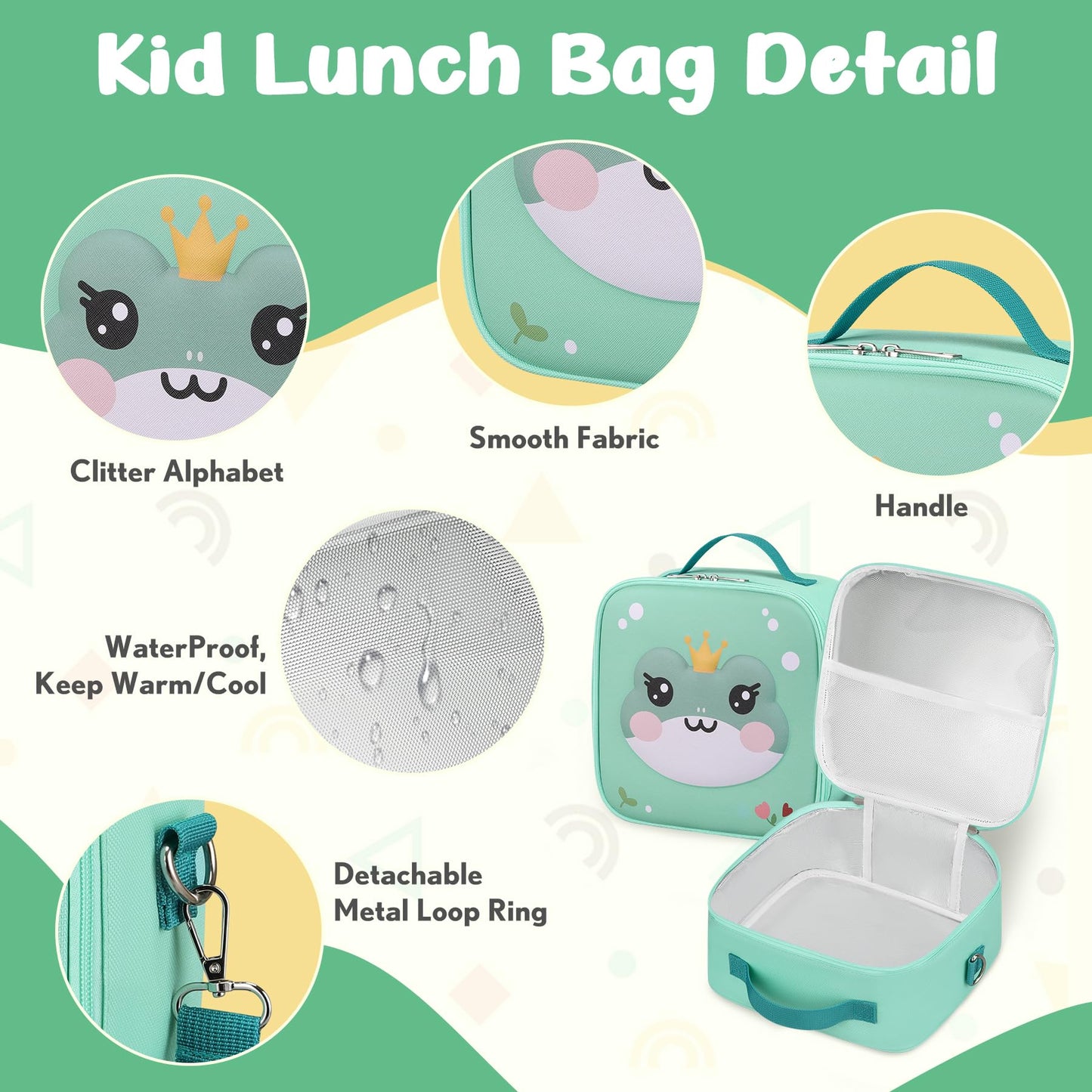 Bento Lunch Box Kids with 9oz Soup Thermo, Kids Leakproof Lunch Food Containers with 4 Compartment, Insulated Lunch Bag for Girls Boys to School Travel