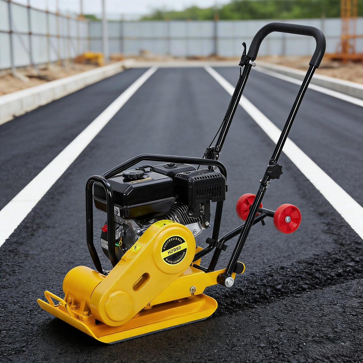 GarveeHome 7HP Plate Compactor Rammer, 212CC Gas Engine, 4200lbs Vibratory Compaction Tamper, 22.1x15.9 in Plate Force Rammer, 5600 VPM Pavement Compactor, Jumping Jack Tamper for Walkways, Paving
