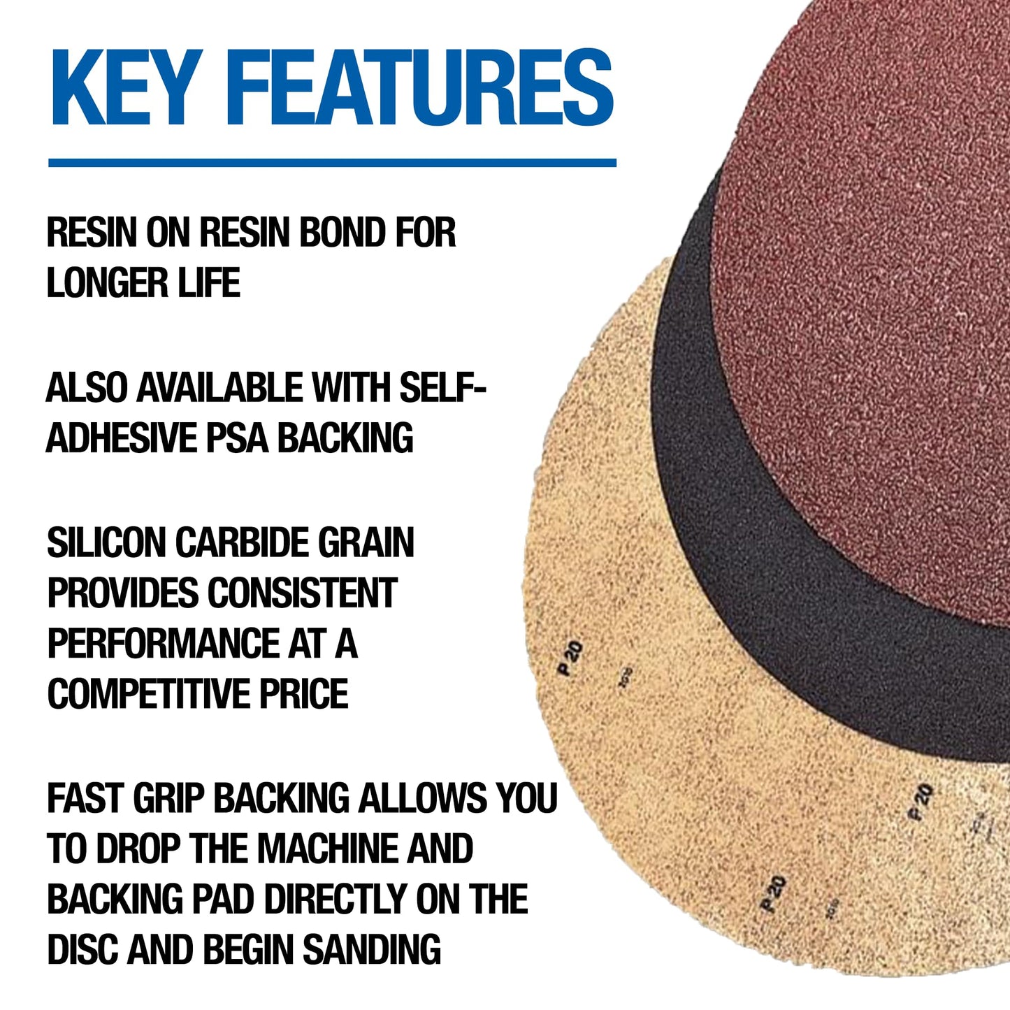 Mercer Industries 44817020 Silicon Carbide Floor Sanding Disc, Double Sided, 17" x No Hole, Grit 20Comb, 20-Pack