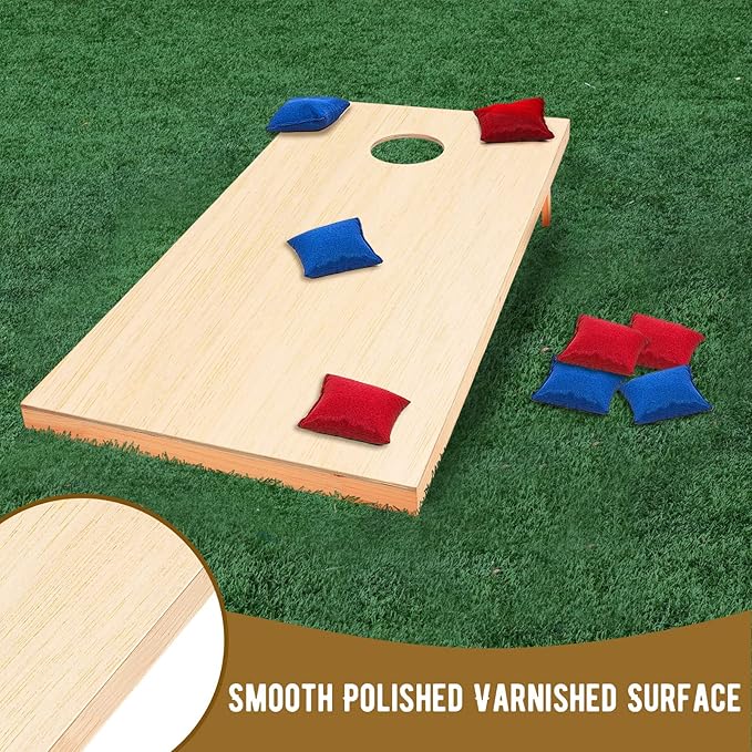 Maitys Cornhole Set 4 x 2 Feet Portable Yard Cornhole Boards Regulation Size, 2 Wooden Boards 8 Bean Toss Bags with Travel Carrying Bag for Outdoor Game Kids Adult