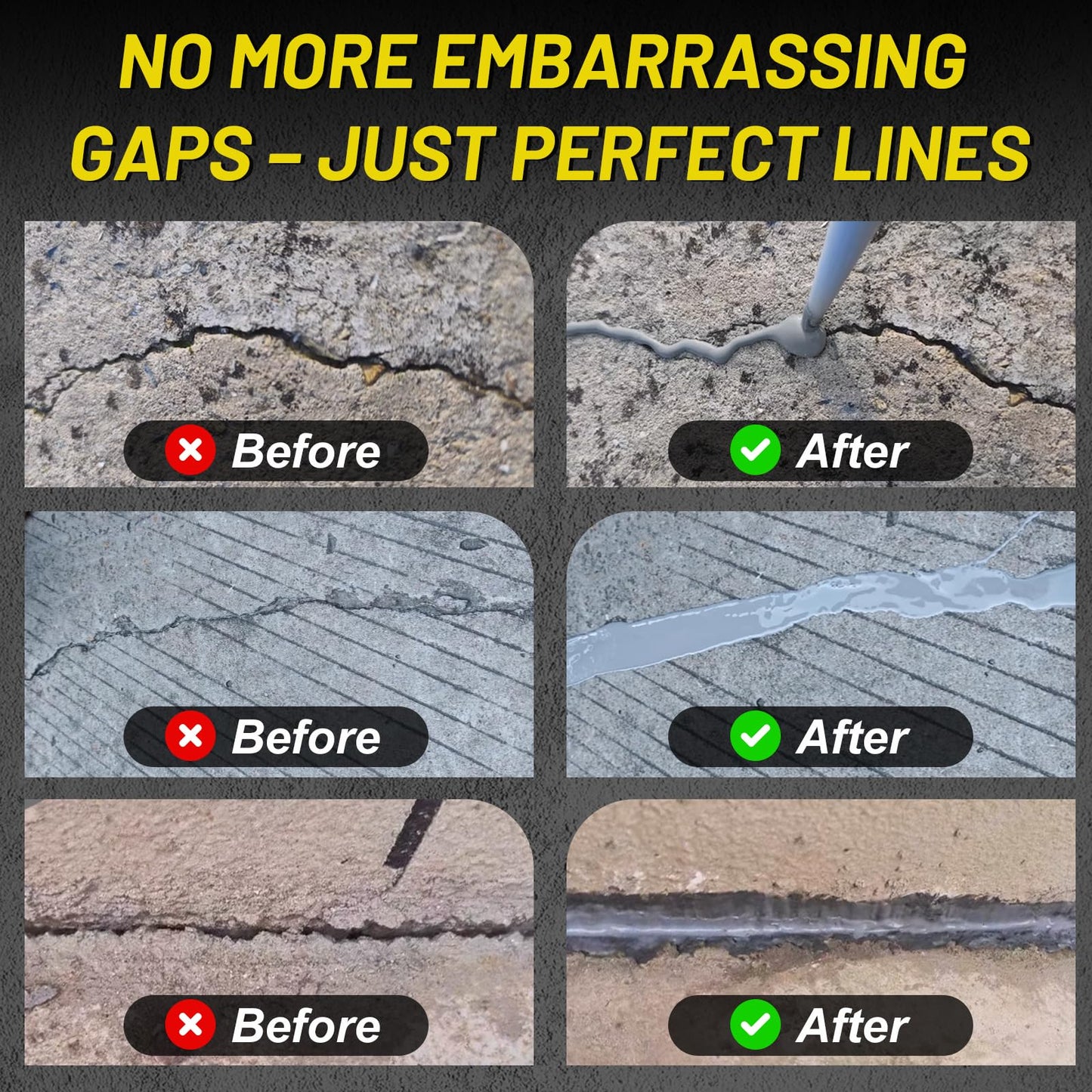 Concrete Crack Filler, Cement Crack Filler Outdoor, Waterproof Repair Sealant, Quick-Drying Sealing Adhesive, for Driveway, Walkway, Patio, Joint (3)