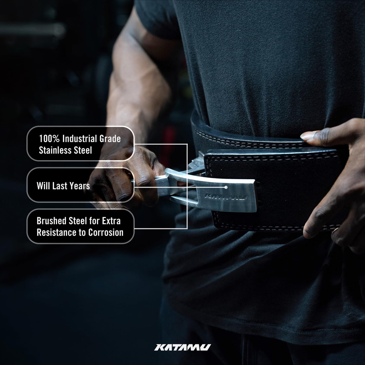 Katamu Black USPA & IPL Approved Lever Belt — Premium 10mm and 13mm Leather Powerlifting Belt for Men and Women, Steel Lever Buckle, 4 Inch Back Support for Deadlifts