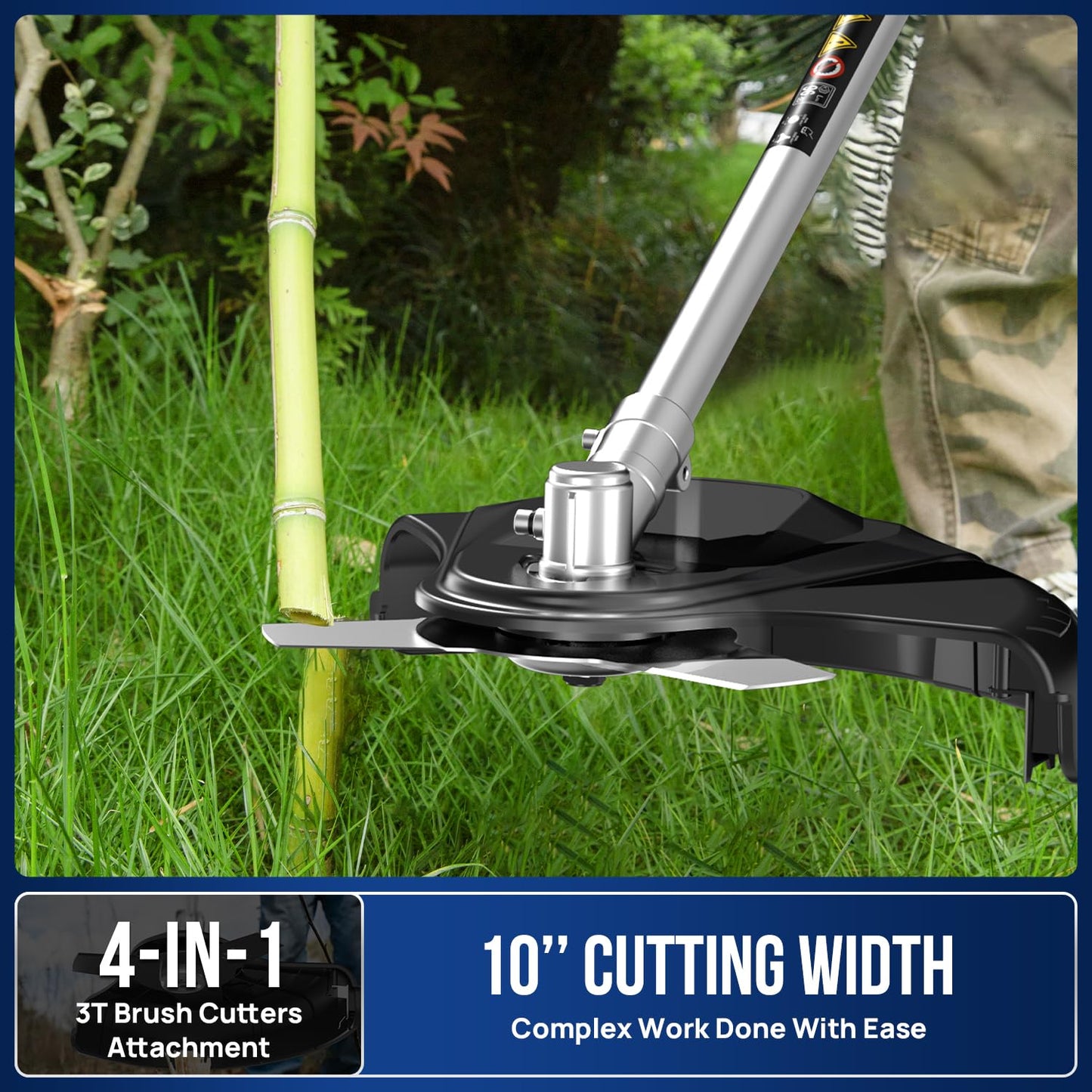 Wild Badger Power 40V Brushless Weed Wacker, String Trimmer/Edger, Hedge Trimmer and Brush Cutter Blade, Pole Saw, Attachment Capable 4-in-1 Multi-Tool Kit with 1 * 40V 4Ah Battery and 1*Charger