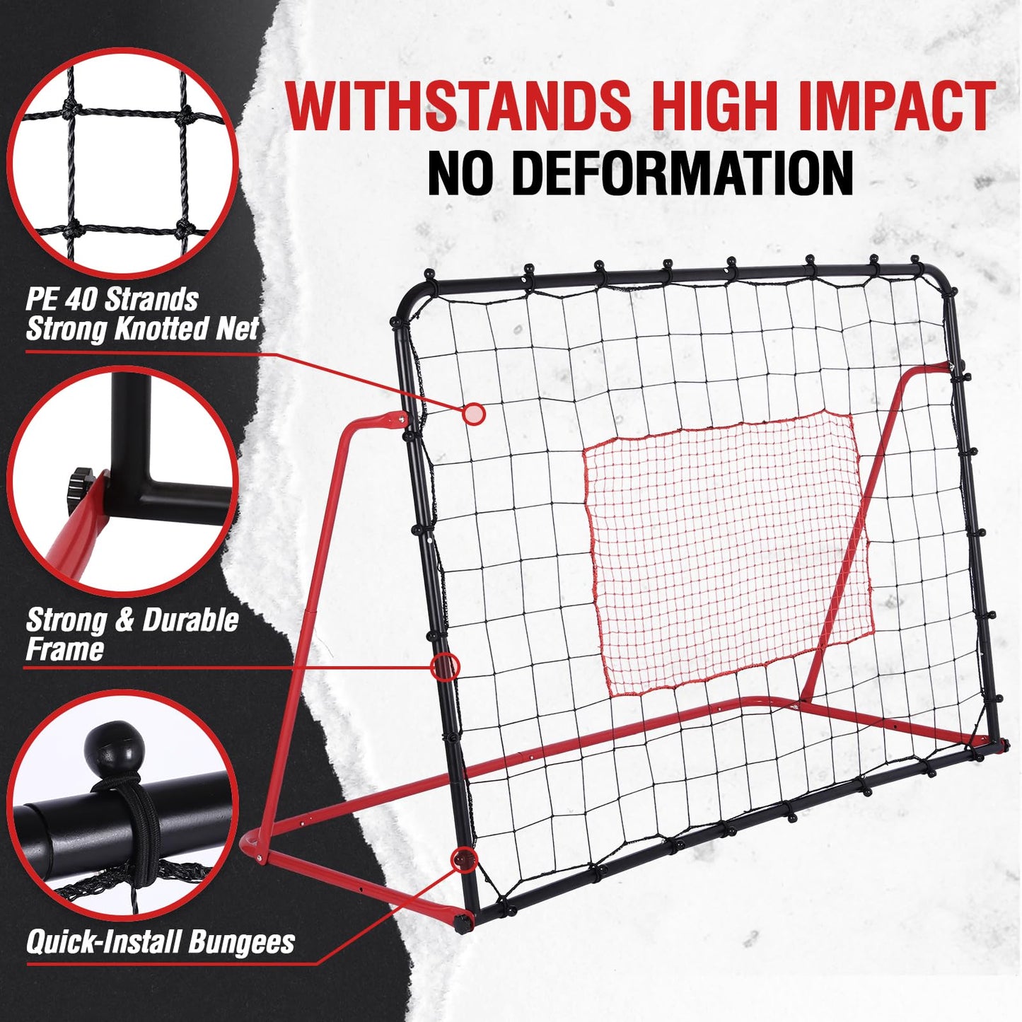 ZEALFEEL Soccer Rebounder Net, 10 Adjustable Angles 6x4FT Soccer Kickback Trainer for Passing, Ball Control & Volley Practice, Easy Setup Portable Football Training Net for Solo & Team Use