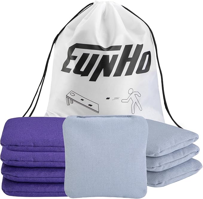 EunHo Cornhole Bags Set of 8 Regulation Size & Weight Corn Hole Bean Bags Official Professional All Weather for Tossing Game with Carry Case