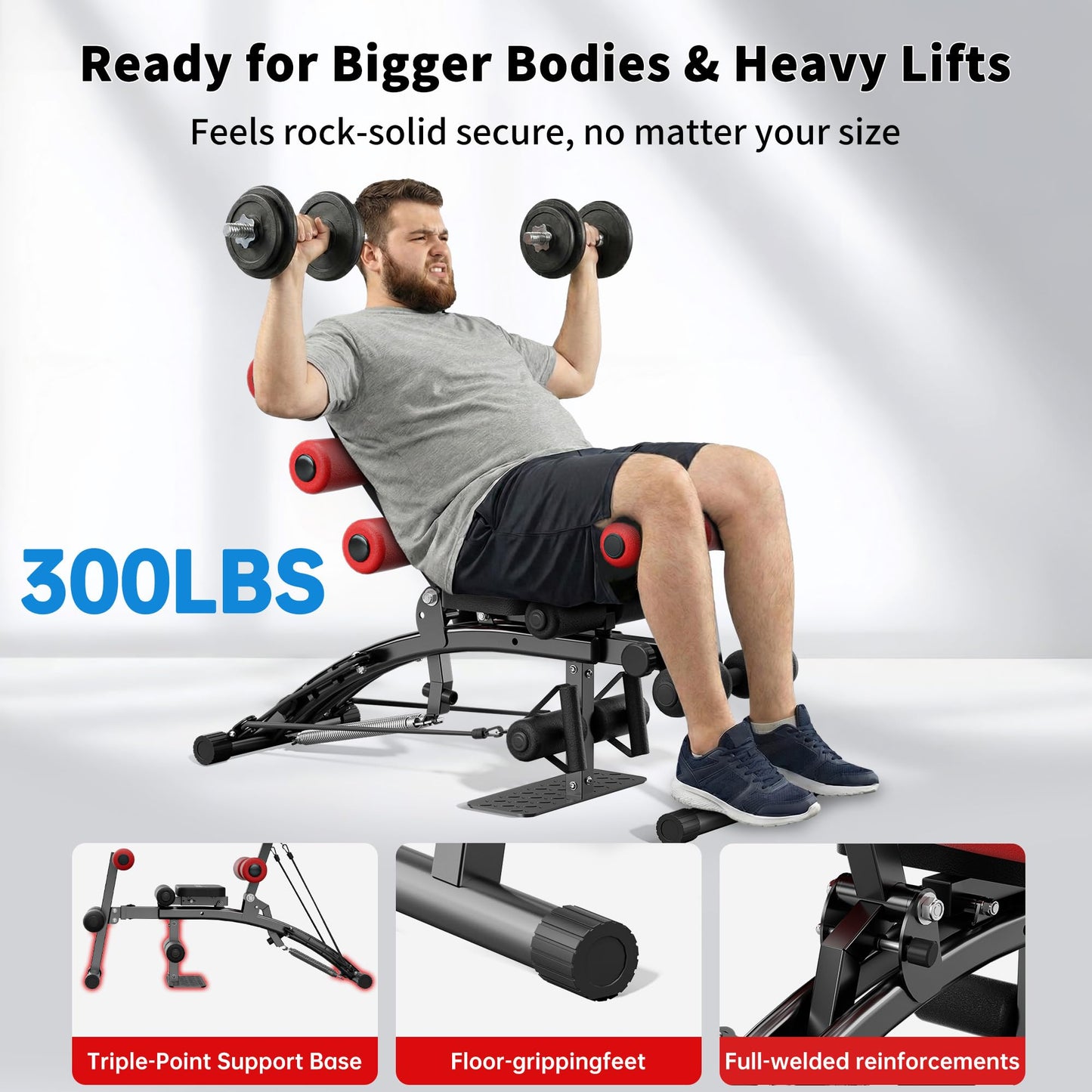 seanleecore Ab Machine with Squat machine, Multi-Functional Adjustable Ab Trainer, Ab Workout Bench for Home Gym, Sit Up Machine for Abdominal & Glutes, Exercise Chair for Full Body Workout