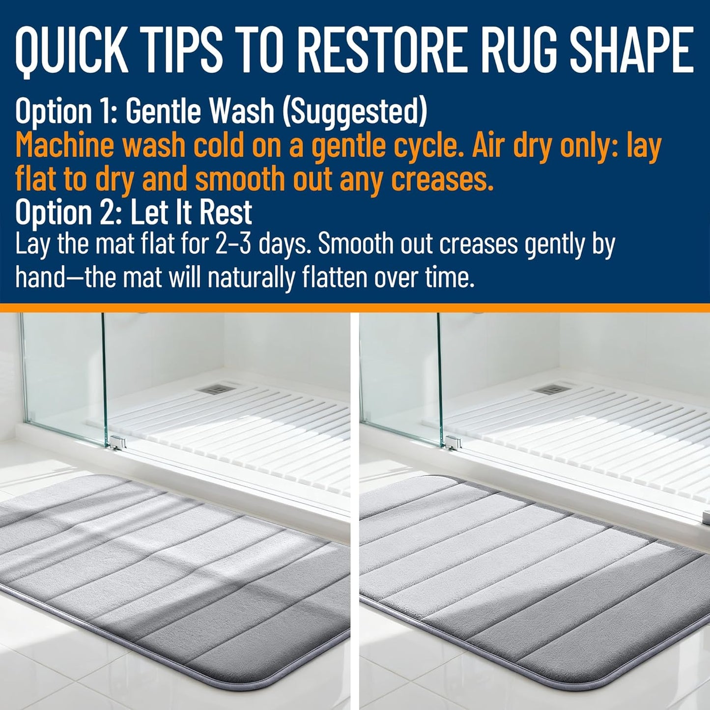 OLANLY Memory Foam Bath Mat - Super Soft & Absorbent | Quick Dry, Machine Washable, 30x20 in Grey