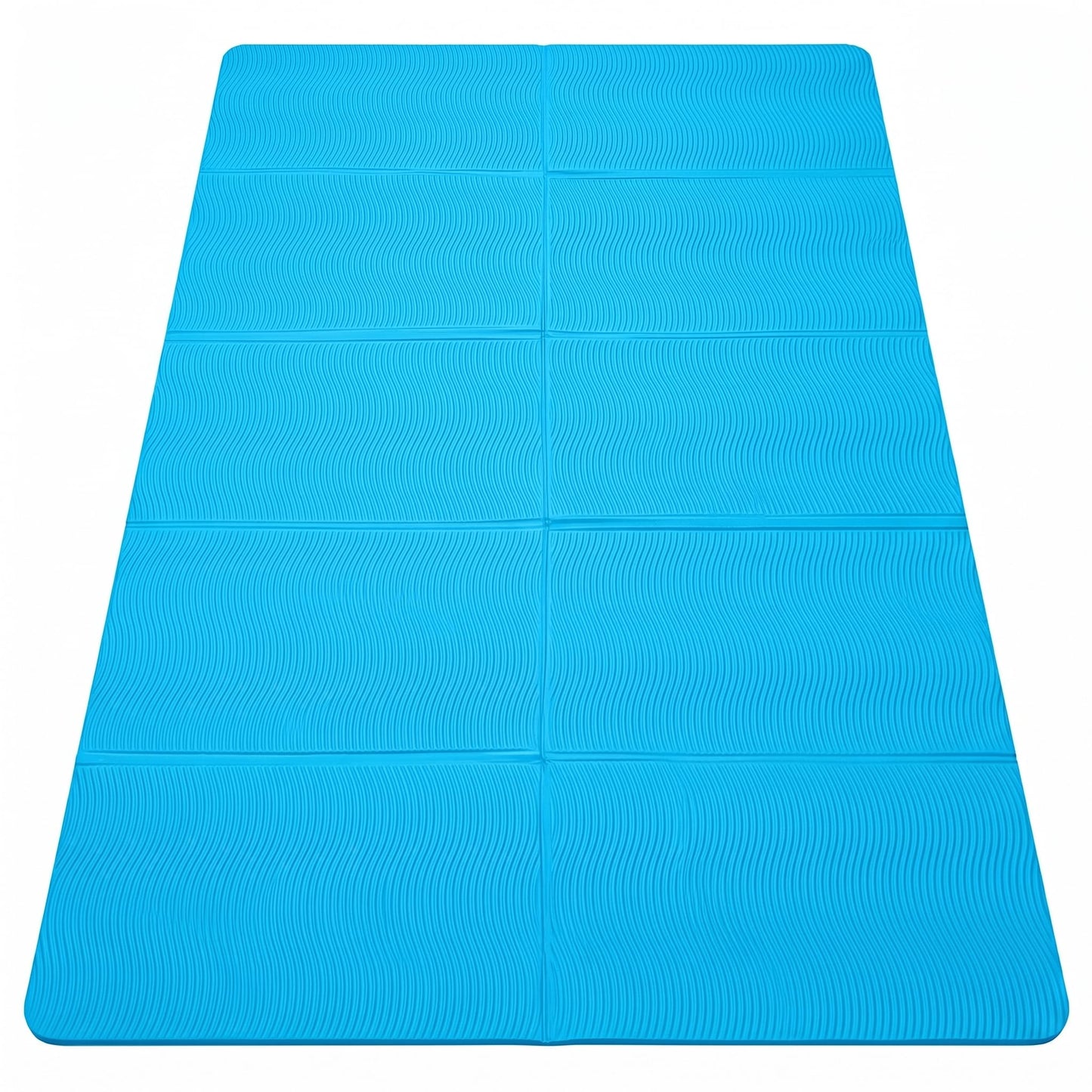 TPE Yoga Mat with Hanging Holes, Wall Mount Workout Mat, Shock Absorbent Fitness Pad for Home Gym, Pilates & Meditation (blue foldable)