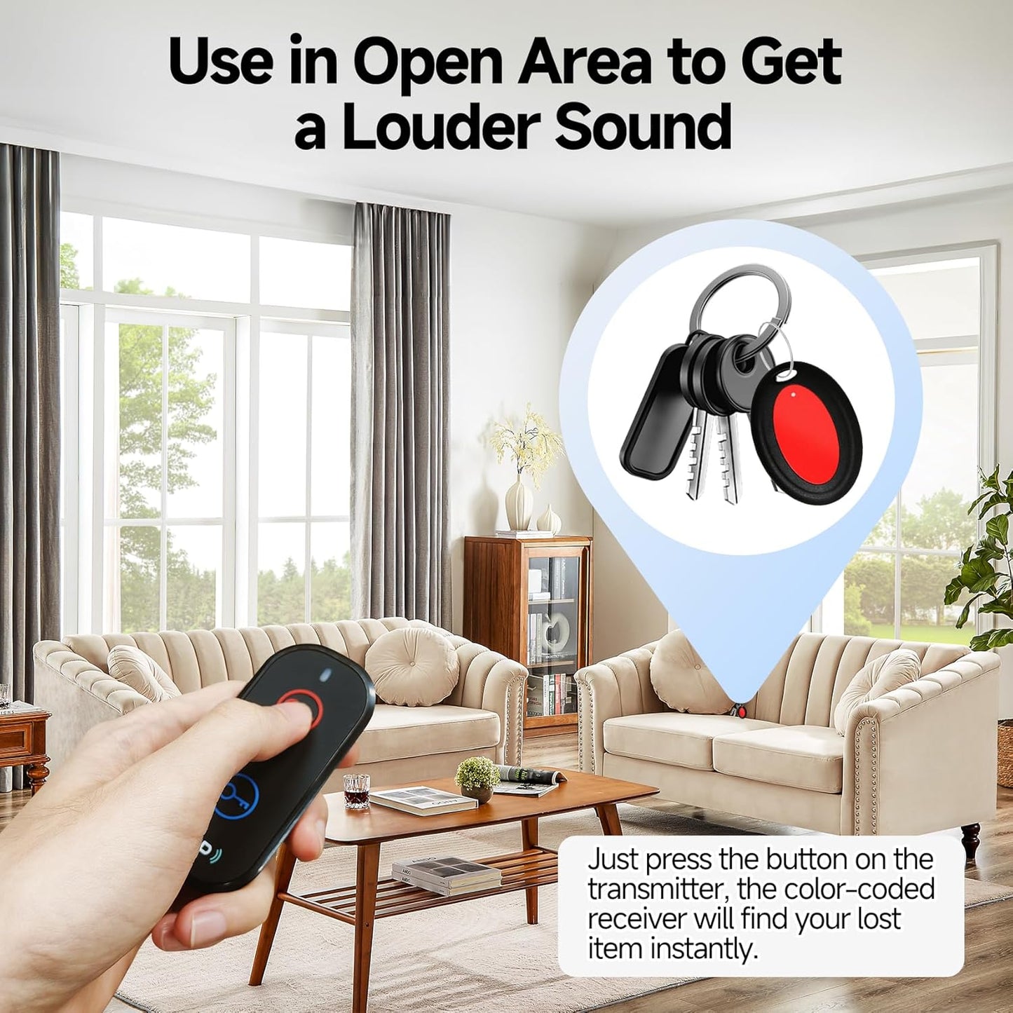 JTD 2 1 Keychain,85dB 131ft Key Finder Locator with Sound, Remote Finder - Receivers, Car Tracker Loud, Range Tracker