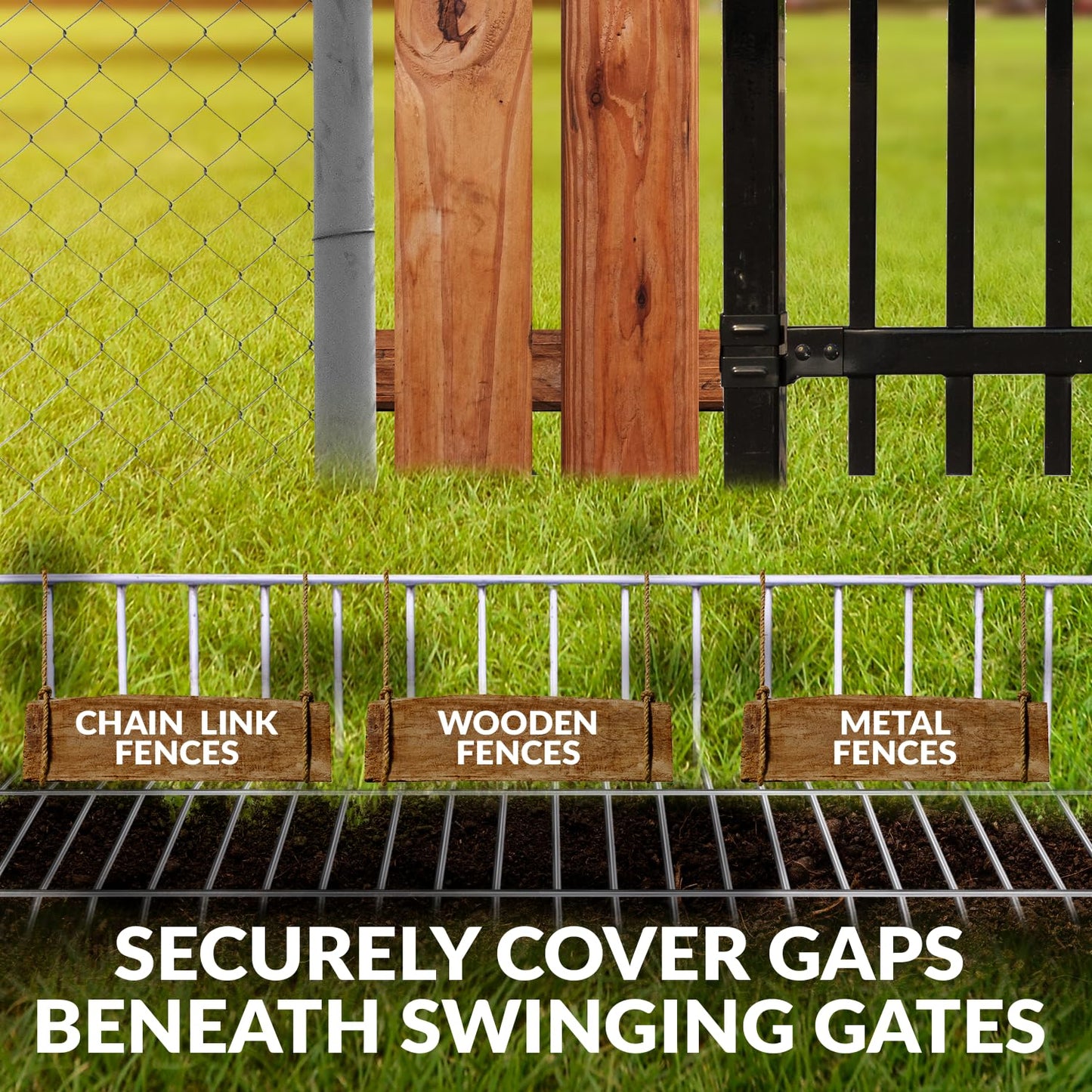 Dig Defence - Original Gate Plate - Underground Fence Gap Filler, Dog Digging Deterrent - 4 Pack with 2 SM/MD Animal Fence Barrier