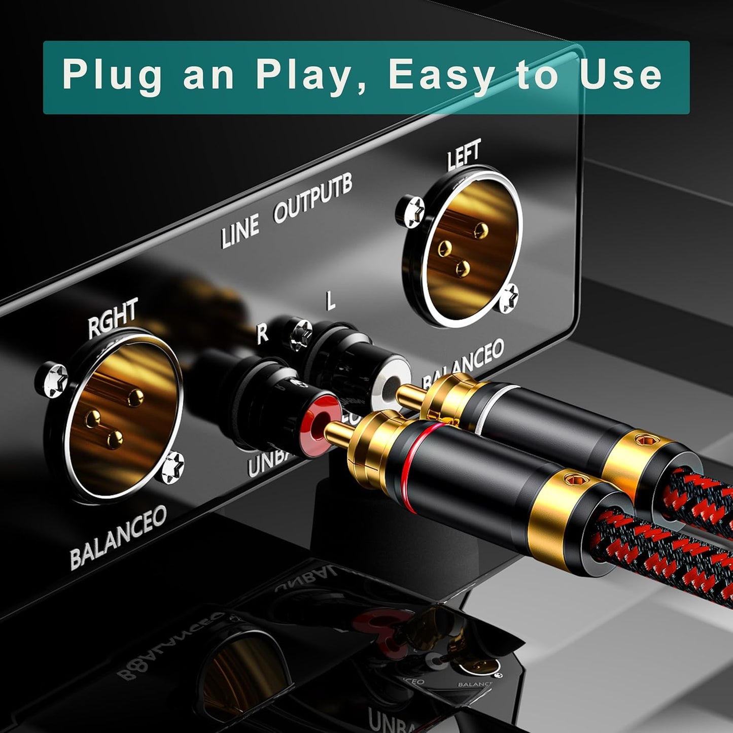 Hagietek 2 Systems,3.2FT RCA Audio Cable Audiophile Gold Plated Stereo Braided Subwoofer Cable Oxgen Free Copper