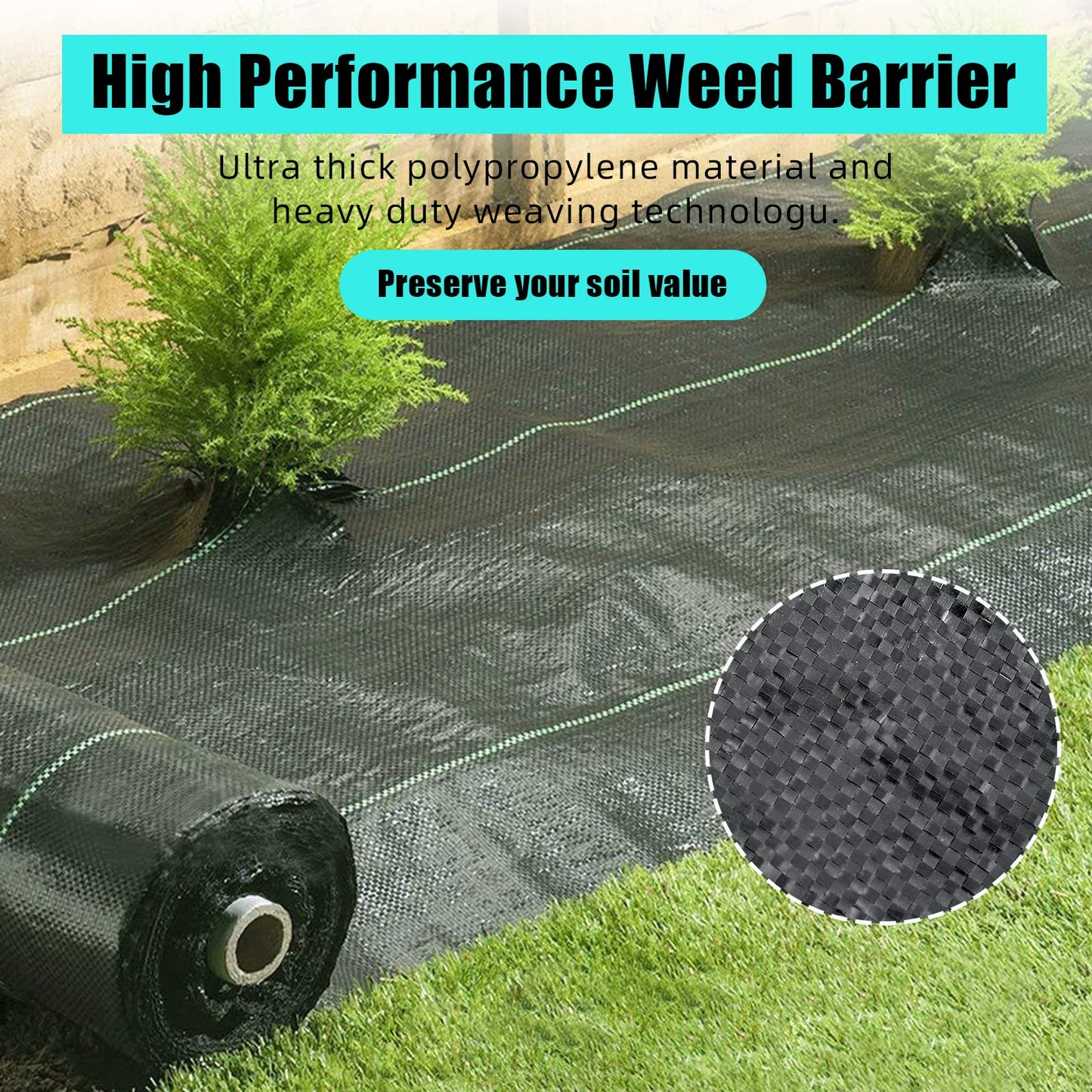 ExploreHorizon 3ft x 300ft Premium Weed Barrier Landscape Fabric, 3.24 oz Heavy Duty, Weed Control Fabric, High Permeability, Good for Flower Bed, Driveway Fabric and Ground Cover