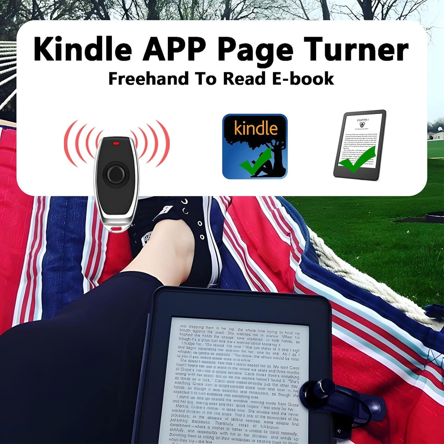 MuagoChic Remote Control Page Turner for Kindle Reading-Remotely Click Page Turner for iPhone.iPad,Taking Photos