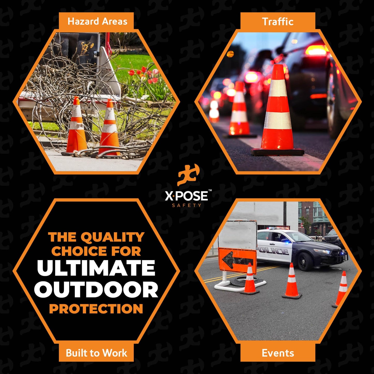 Xpose Safety 28" Orange Traffic Cones, 24-Pack, 6" & 4" Collar – PVC Safety Cones for Parking, Soccer, Construction & Kids – Custom Stenciling Available