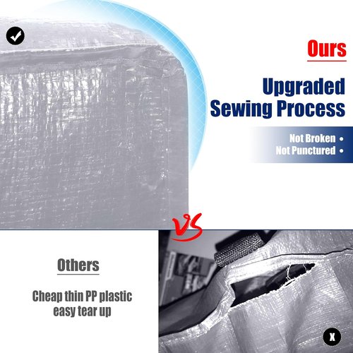 Cosy Family Extra Large Moving Bags - 8 Pack with Backpack Straps & Strong Handles (40 Gal, Silver)