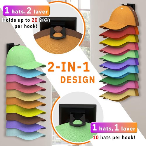 Metal Legging Organizer & Space-Saving Hat Rack - Holds 20 Leggings & 40 Caps | Efficient Storage Solution