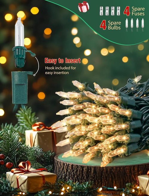 Hopolon Clear Christmas Lights Set - 50 Count Mini String Lights | 13 Feet Warm White for Indoor/Outdoor Decor