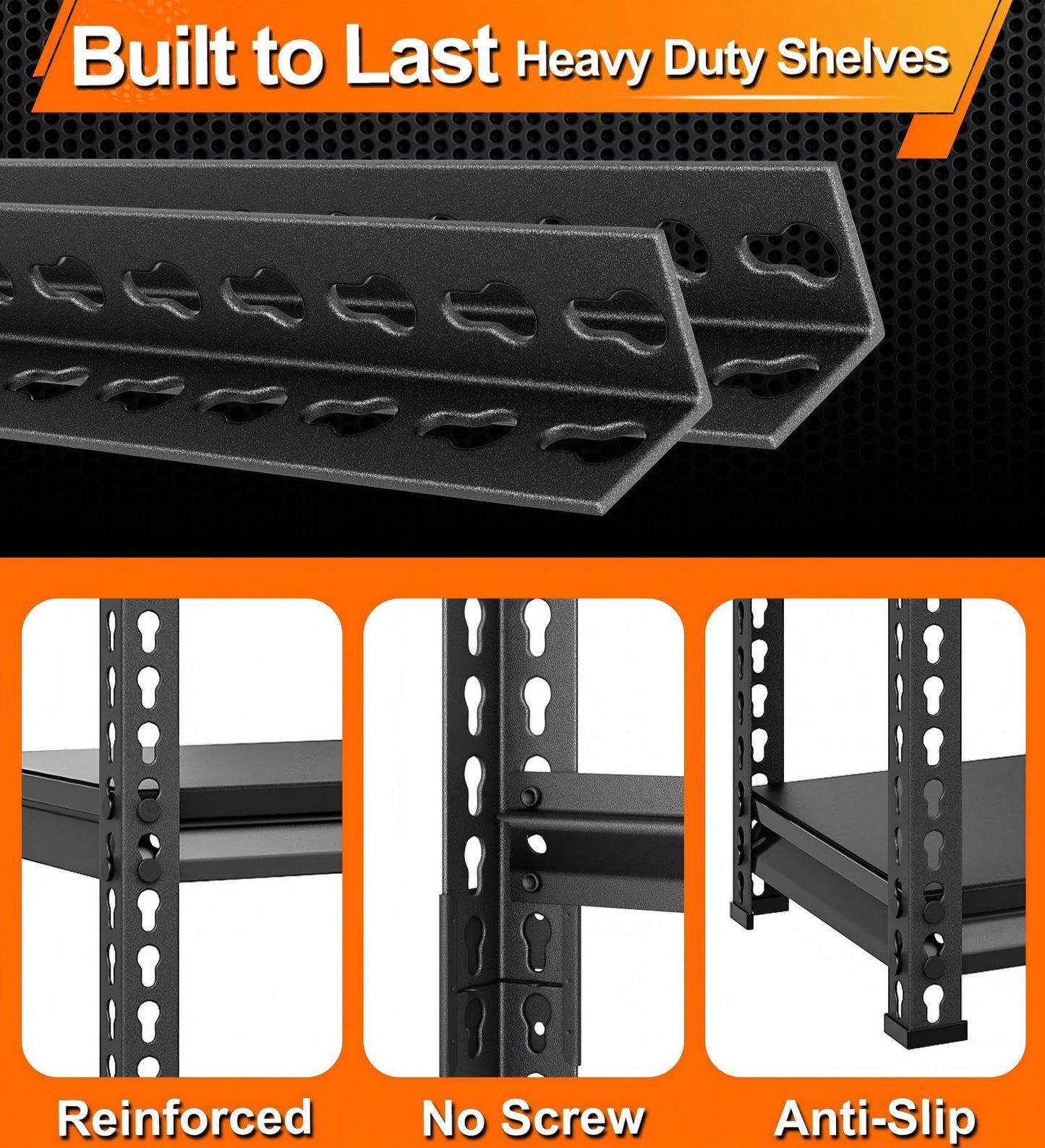 Huhaneon Metal Garage Shelving for Storage - 40'' W 1,680 Lbs Heavy Duty 4 Tier Utility Shelves Freestanding - Adjustable Rack Units for Basement Pantry Kitchen - 40" W x 16" D x 62" H Black