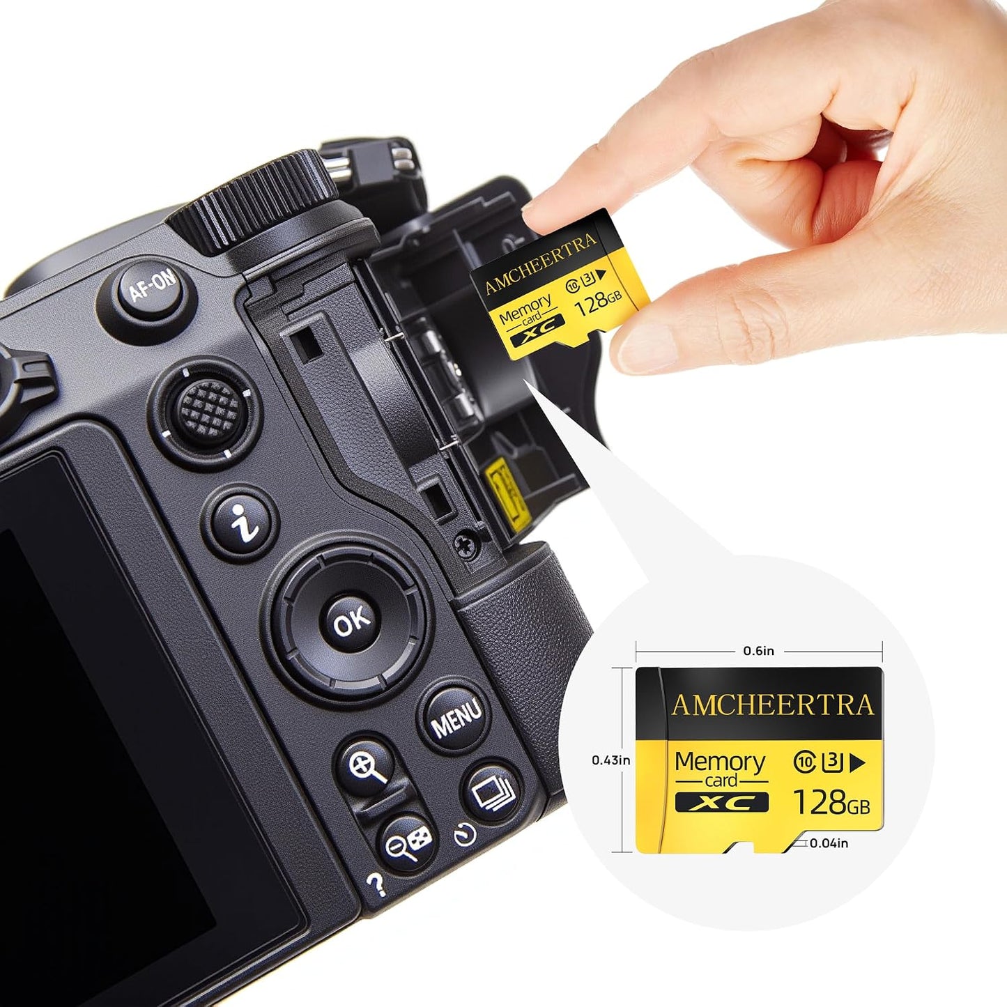 AMCHEERTRA 128GB 4K, 5K 180/140MB/s, C10, U3, A2, MicroSDXC Memory Card, UHD Videos Storing, R/W Up to UHS-I