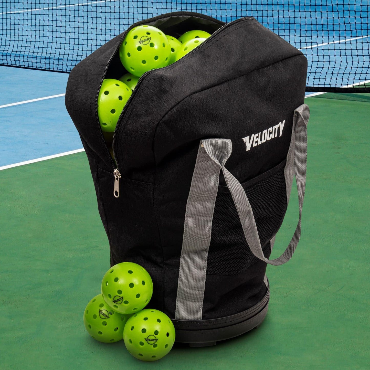 Velocity Heavy Duty Multipurpose Ball Bag with Durable Bottom - Holds up to 60-72 Balls - Ideal for Lacrosse, Baseball, Pickleball, Tennis & More, Black