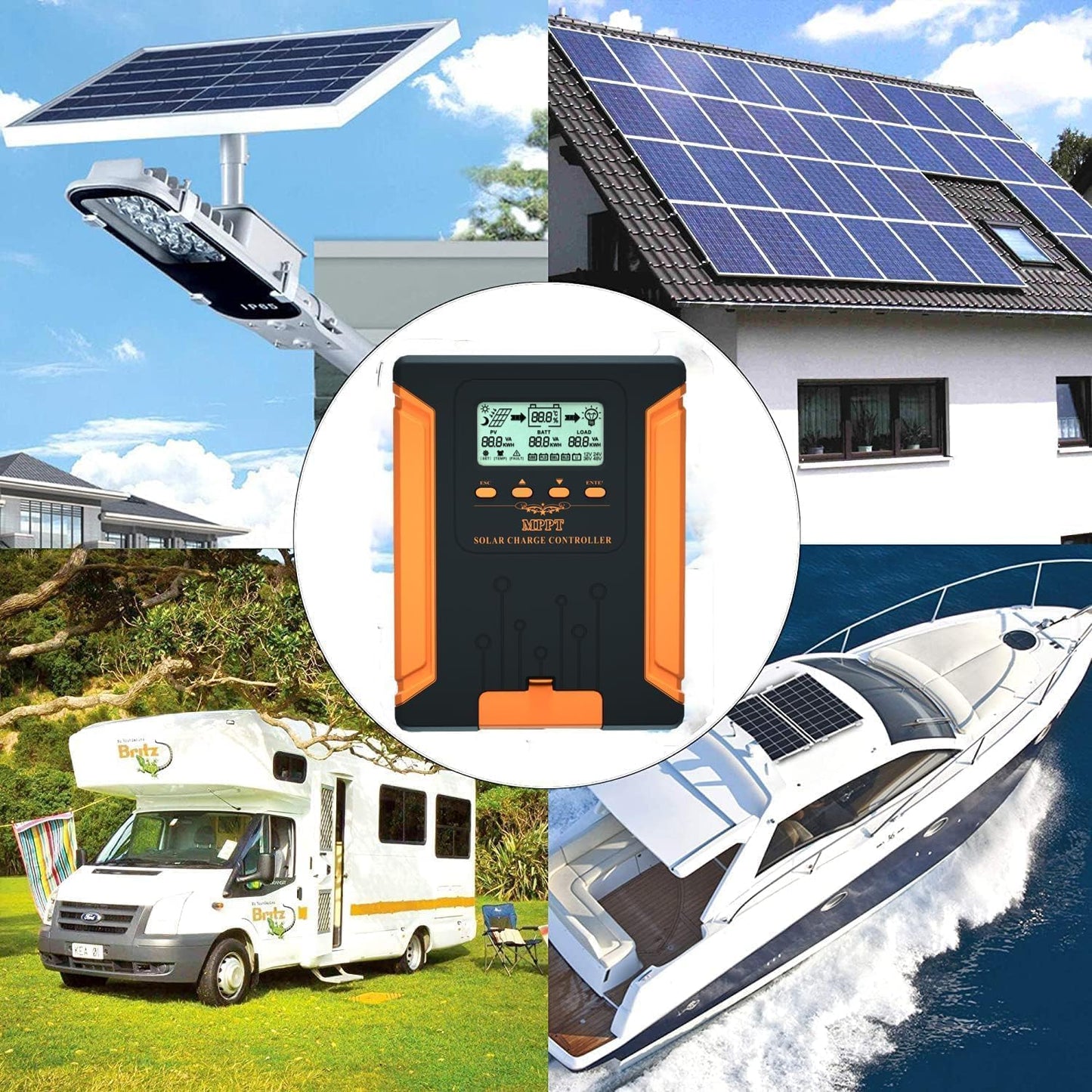 SolaMr 120A 180V MPPT Solar Charge Controller 12V/24V/36V/48V, LCD Screen Solar Panel Controller for Gel Sealed Flooded and Lithium LiFePO4 Battery (CM120A)