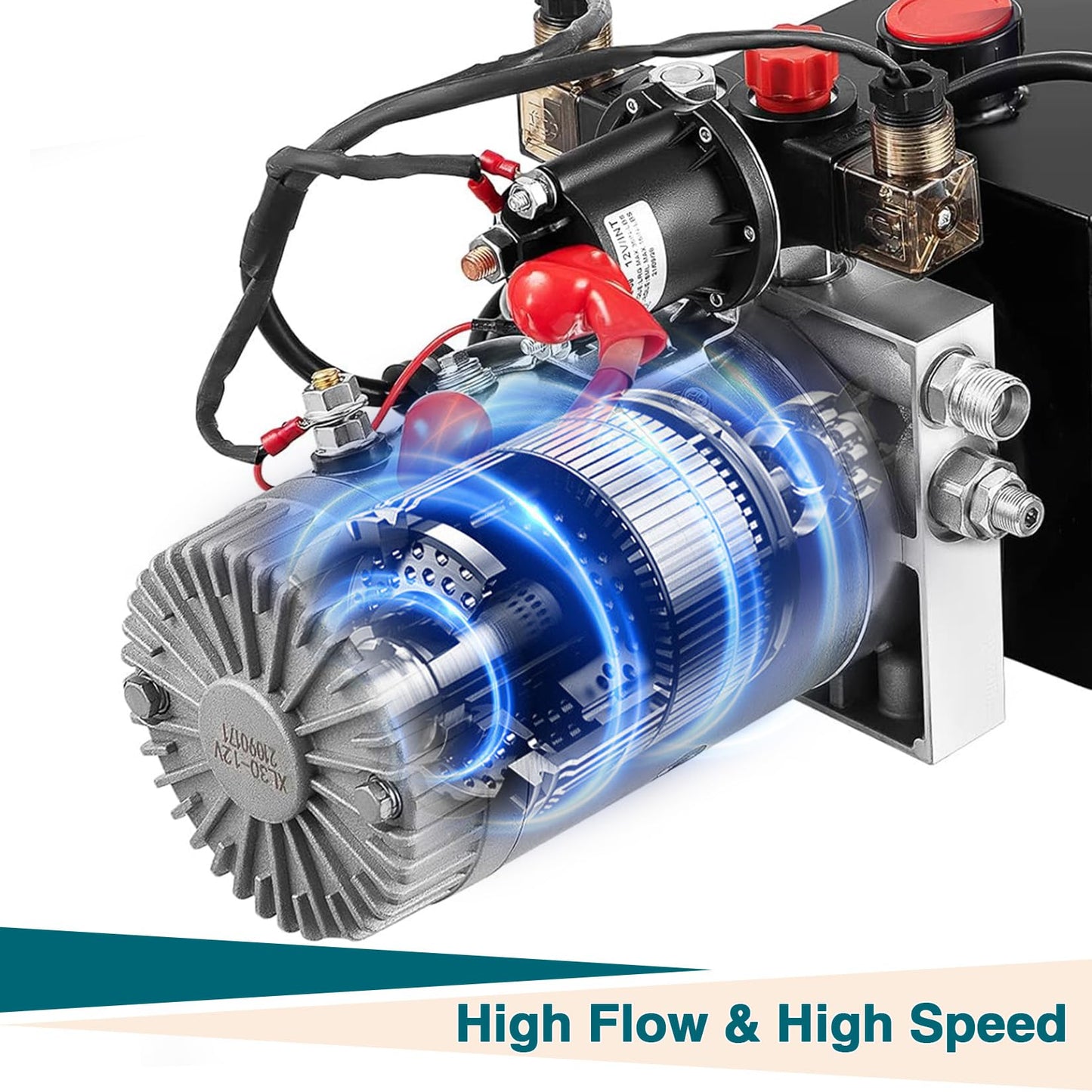 12V Double Acting Hydraulic Pump Power Unit, Heavy Duty Industrial Hydraulic Power Pack with 10 Quart Metal Reservoir, High Pressure DC Hydraulic Unit for Dump Trailers, Log Splitters, Lifts