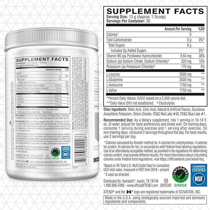 Original BCAA Powder 7g BCAA and 2.5g L-Glutamine, Sugar Free Post Workout Muscle Recovery Drink with Amino Acids for Men & Women, 30 Servings