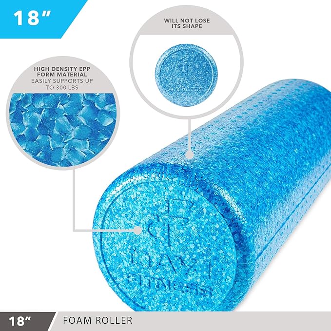 High-Density Round Foam Rollers - 4 Size and 8 Color Options - Massage Rollers for Stretching, Deep Tissue and Myofascial Release