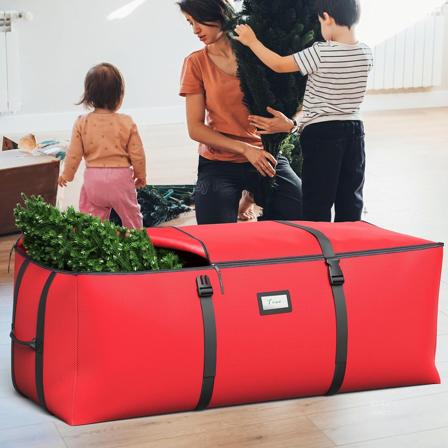 Skiennix Christmas Tree Storage Bag - Waterproof 600D Oxford Fabric with Double Zipper & Buckle Straps | Fits Up to 7.5Ft Trees